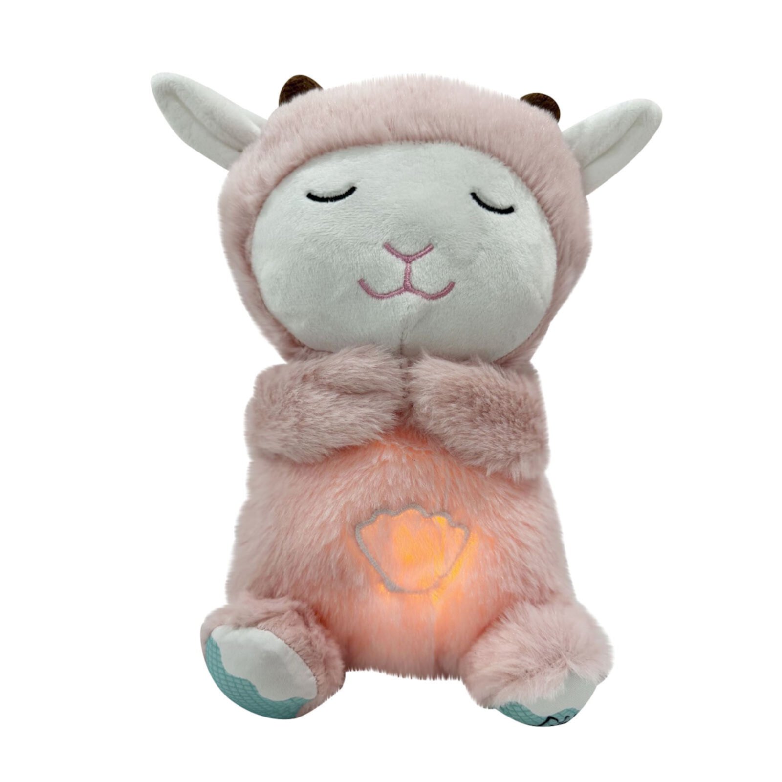 Breathing Glowing Lamb Baby Sleep Aid with Soothing Sounds and Soft Light for Early Education Fishoneion