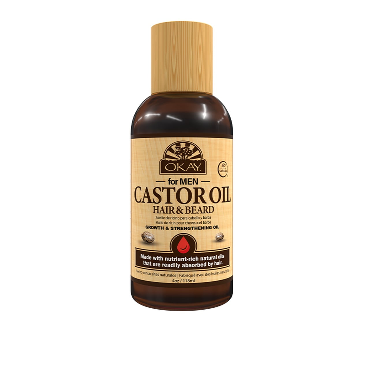 Okay Men Castor Oil Beard and Hair Growth Oil. Keep Hair & Beard Moisturized 4 Oz., Pack of 2 Okay