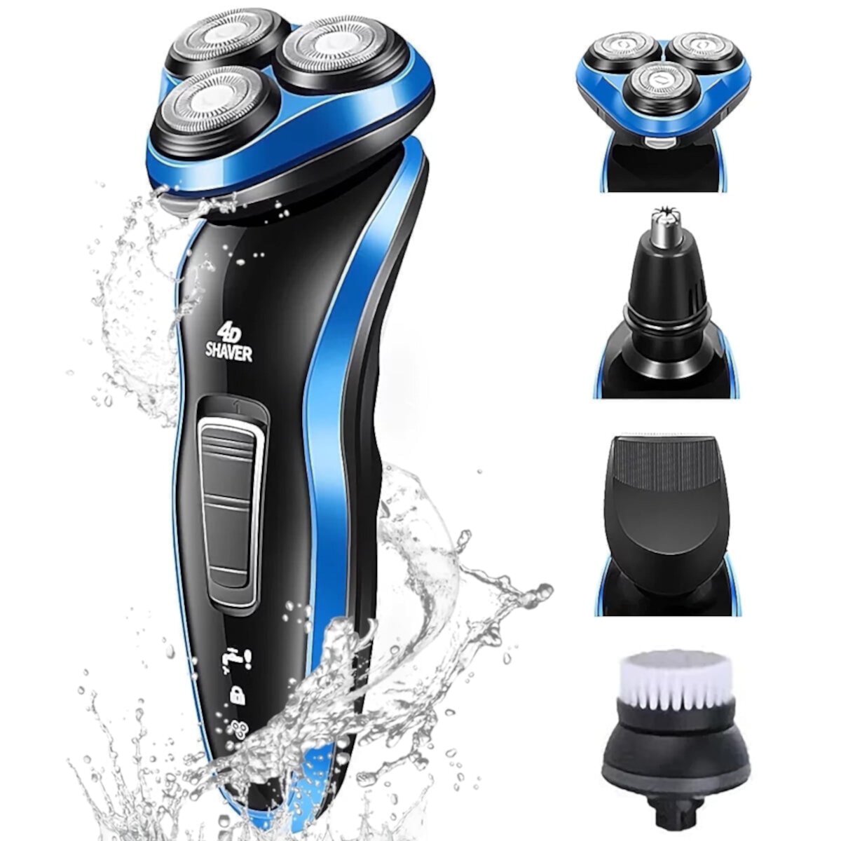 Ficcug 4 in 1 Electric Shavers for Men,Rechargeable Face Electric Razor with Beard Nose Hair Trimmer,Wet Dry Use,Grooming kit for Husband Dad Ficcug