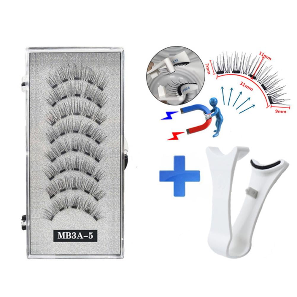 4pairs 3D Reusable 5-Magnetic False Eyelashes With Clip R7I4 GXFCAI