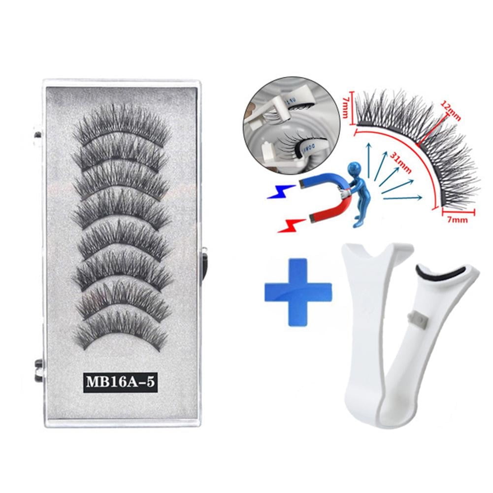 4pairs 3D Reusable 5-Magnetic False Eyelashes With Clip A9D4 GXFCAI