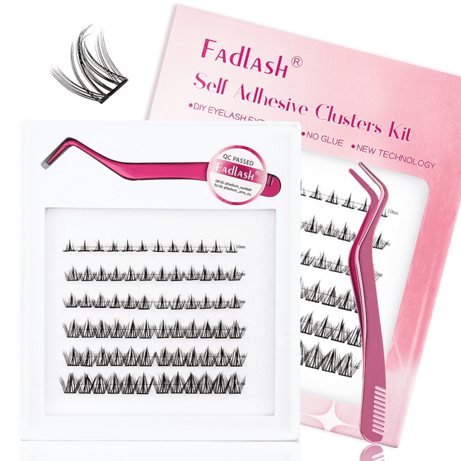 Fadlash Self Adhesive Lash Extension Kit Lash Clusters 10-16mm No Glue Needed FADLASH