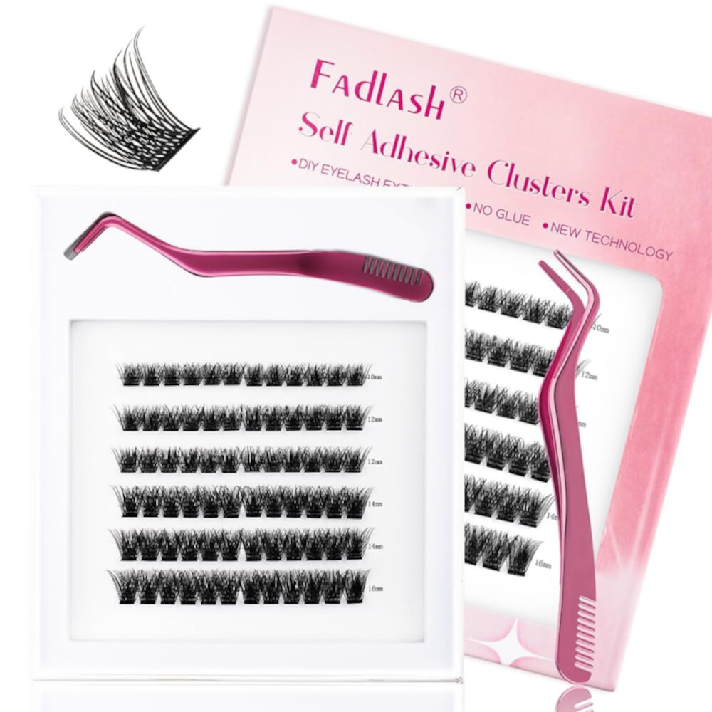 Fadlash Self Adhesive Lash Extension Kit Lash Clusters 10-16mm No Glue Needed FADLASH