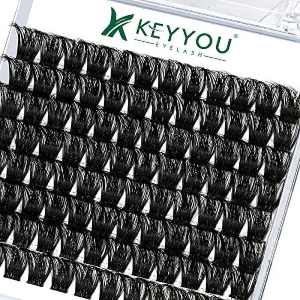 Lash Clusters 96pcs Individual Lashes D Curl 18mm Cluster Lashes KEYYOU Volume Wispy Lash Extension Soft&Comfortable Easy DIY at Home(Y02 D-18mm) KEYYOU