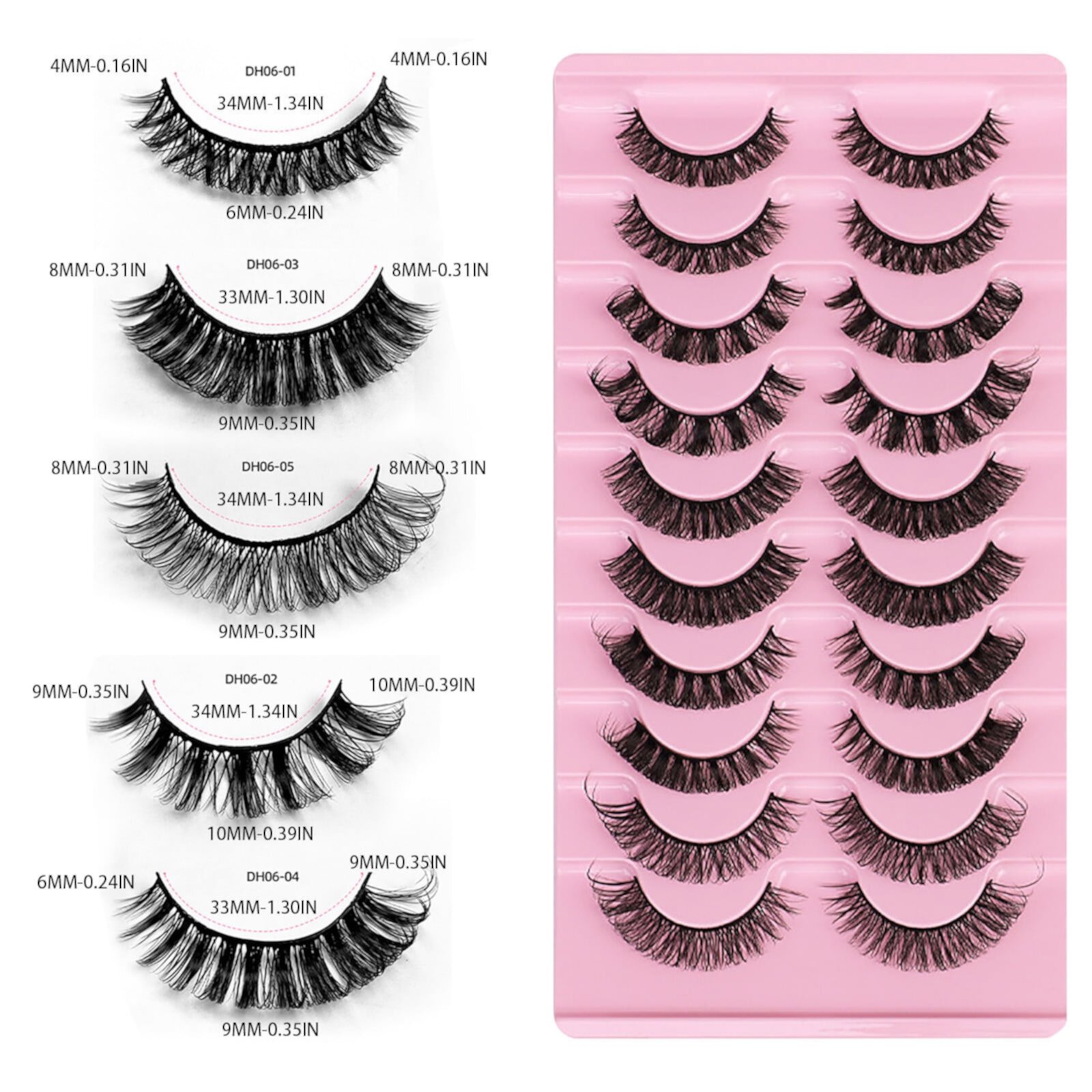 Lydiaunistar Beauty Makeup Clearance False Eyelashes Russian Strip Eyelashes Natural Faux Mink Eyelashes Slim and 10mm False Eyelashes 10 Pairs Pack Lydiaunistar