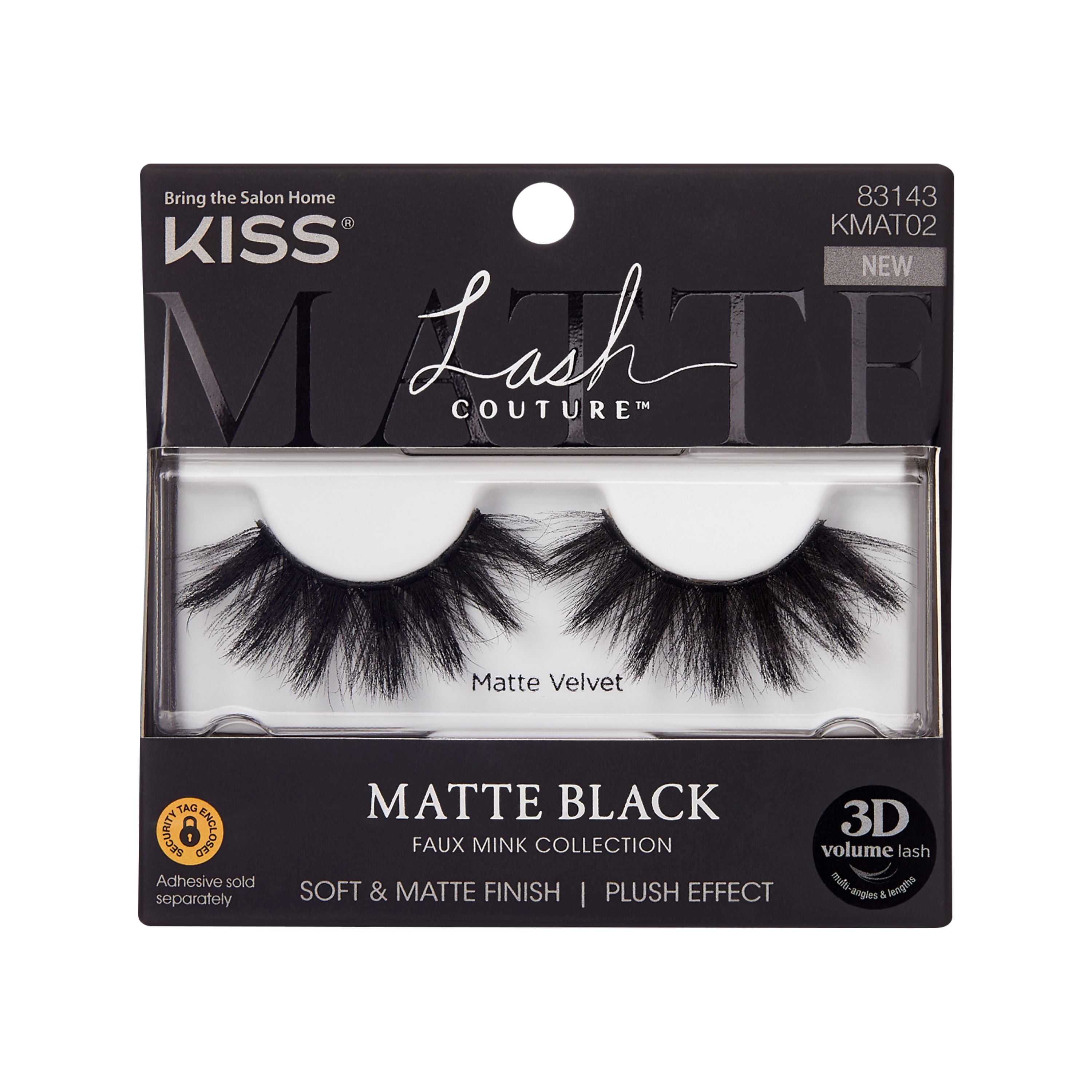 (6 pack) KISS Lash Couture Matte Black Faux Mink, Matte Velvet, False Eyelashes Kiss