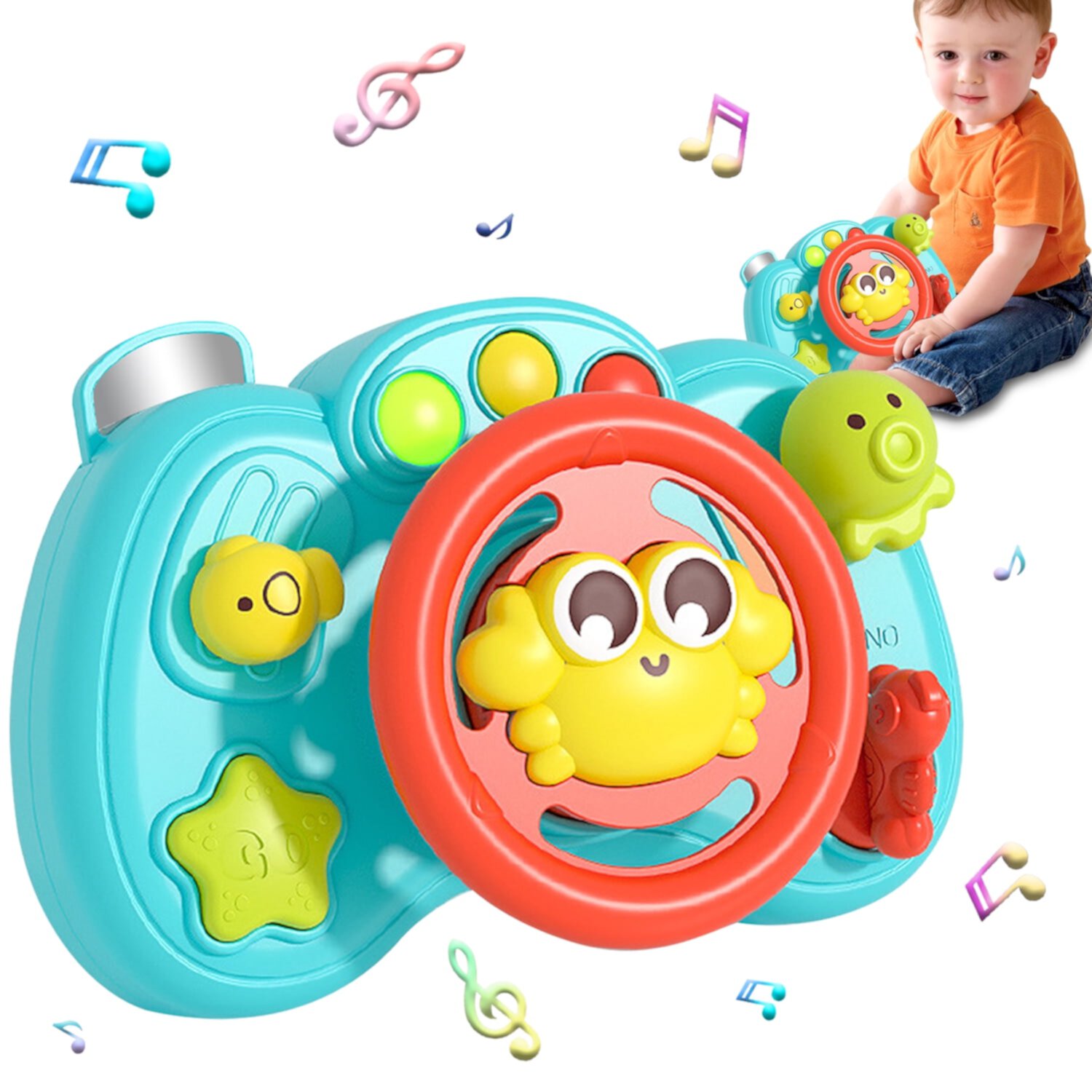 Toy for Toddlers 1 Year Olds, Montessori Toy for 6-12 Months Baby, Steering Wheel Toys, Interactive Learning Toys for 1 2 3 Year Old Boys Girls Style-Carry