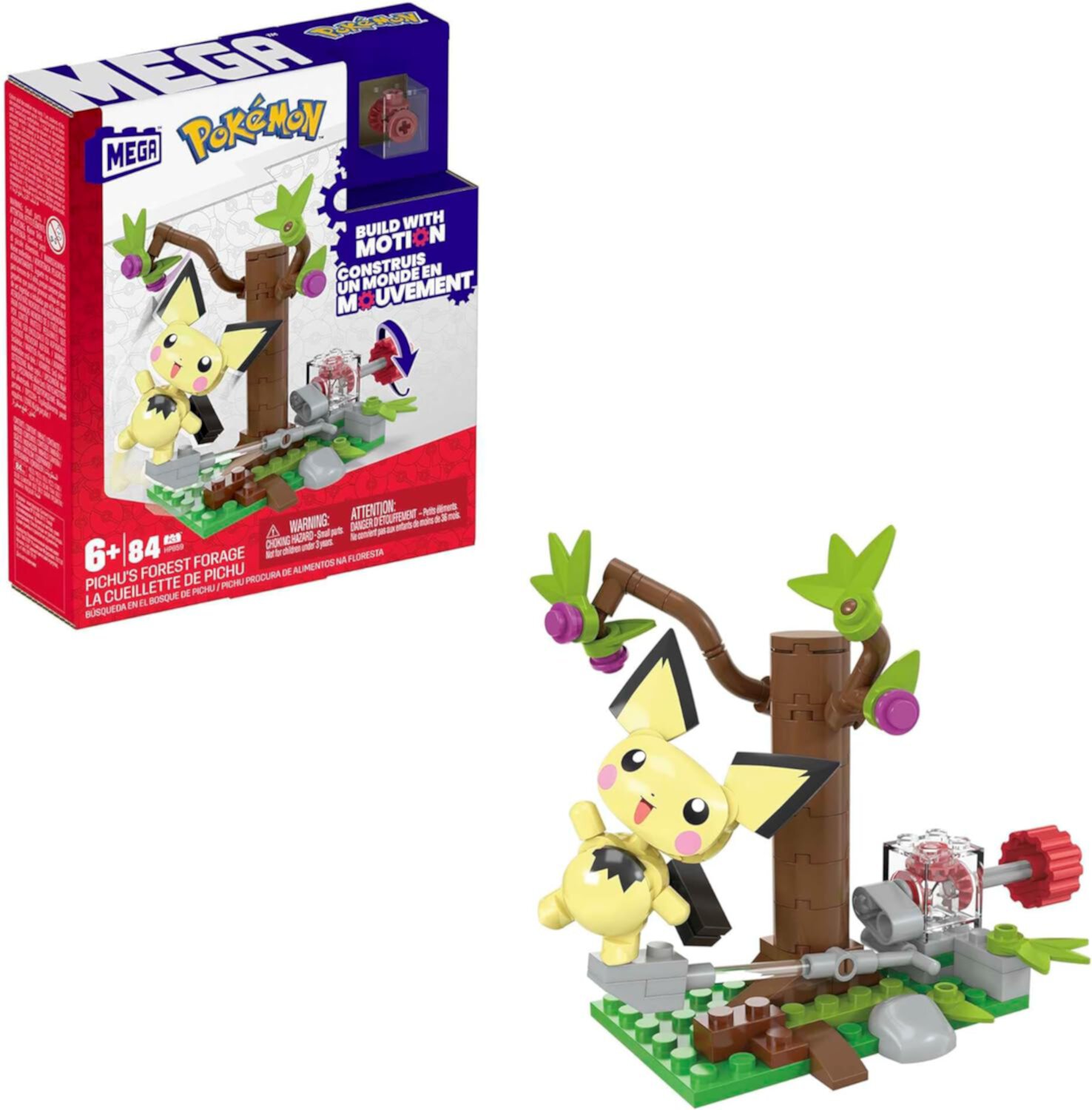 Pokemon Pichu's Forest Forage Mega Construx 84 Pcs Building Set Mattel