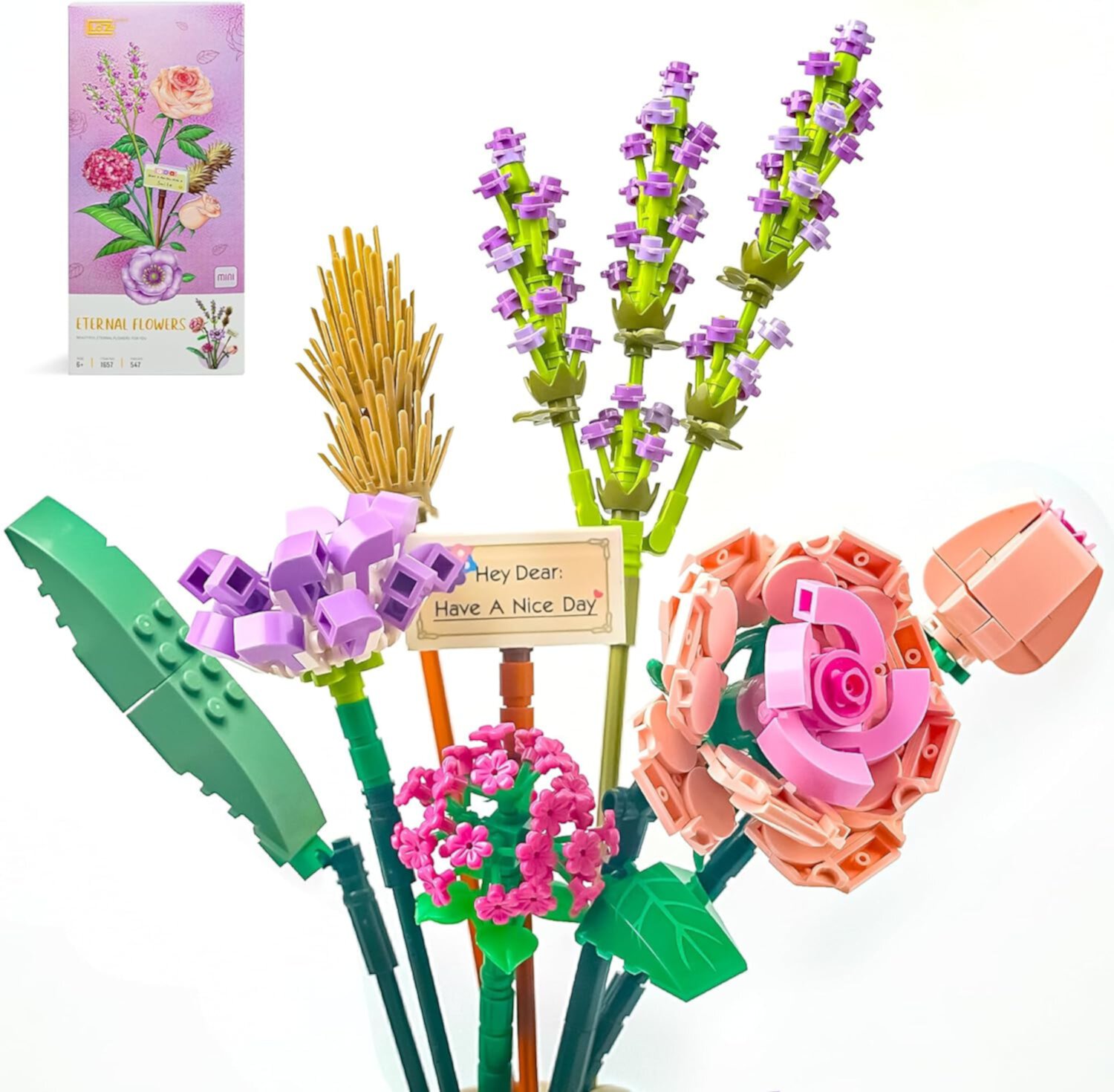 R Choi's 547pcs Artificial Flowers Building Set - Mini Bricks Flower Bouquet, Unique DIY Decoration Home Botanical Collection YCFUN