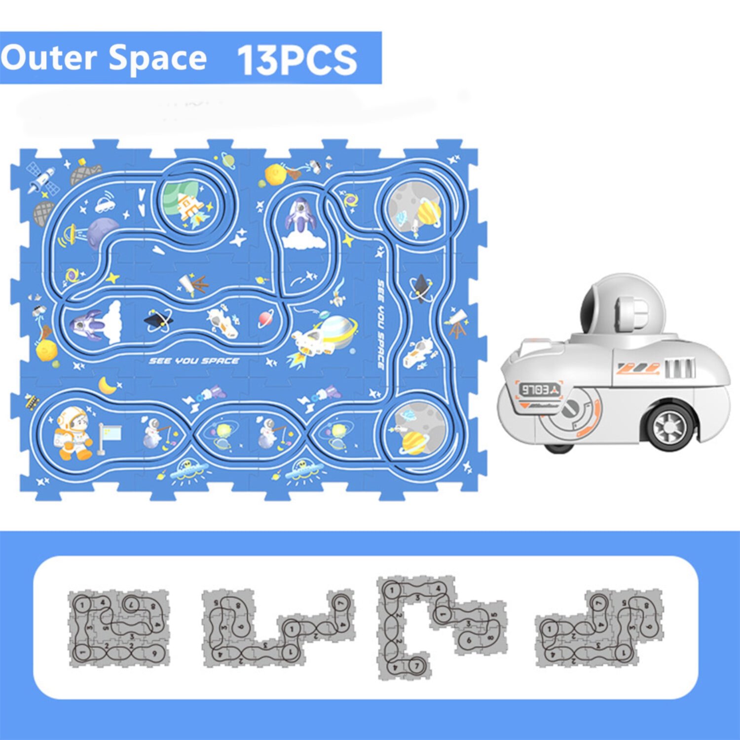 Puzzle Track Race Car Playset for Toddler Logical Road Builder Brain Teasers Board Game, DIY Assemble Puzzle Mat Rail Train Educational Preschool STEM Montessori Toys for Kids 3+ InTrans