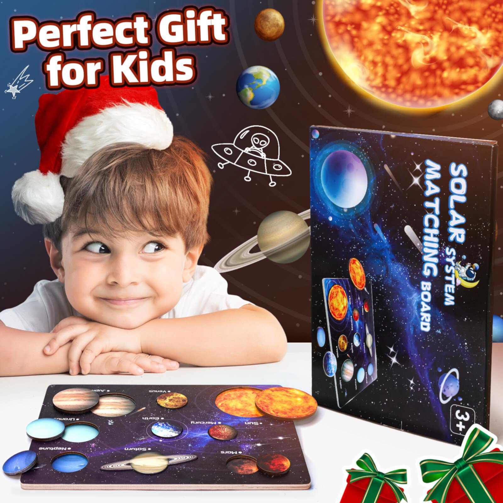 Wooden Jigsaws Puzzle Toys for 3 4 5 6 Years Olds Boy Girl Montessori Toys for 3-4-5-6 Year-Old Boys: Solar System for Kids Gifts Space Planet Toy for Toddler Age 3-6 Educational Toy Birthday Present Dikence