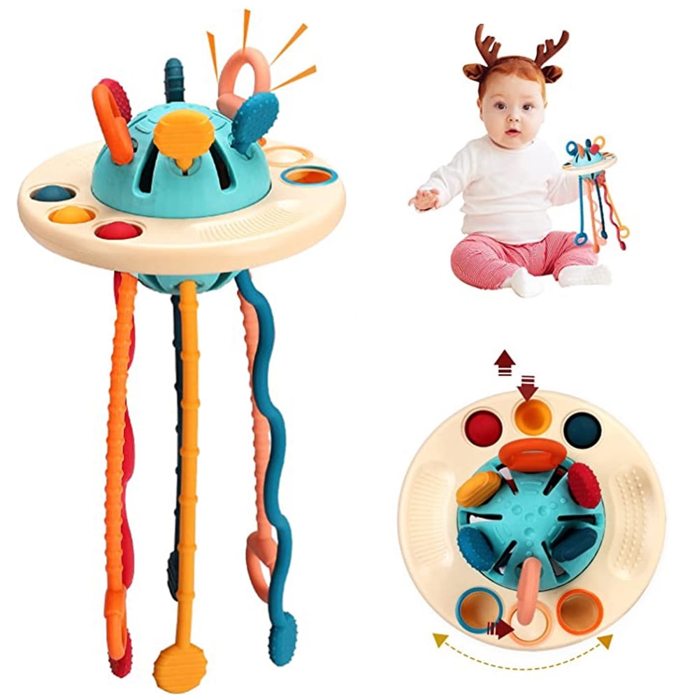 Juguetes Sensoriales para Bebés, Juguete de Actividad con Cuerda de Silicona, Juguetes Montessori con Forma de Platillo Volador para Habilidades Motoras Finas, Juguetes de Viaje para Bebés, Bebés Pequeños a Partir de 18 Meses Autrucker