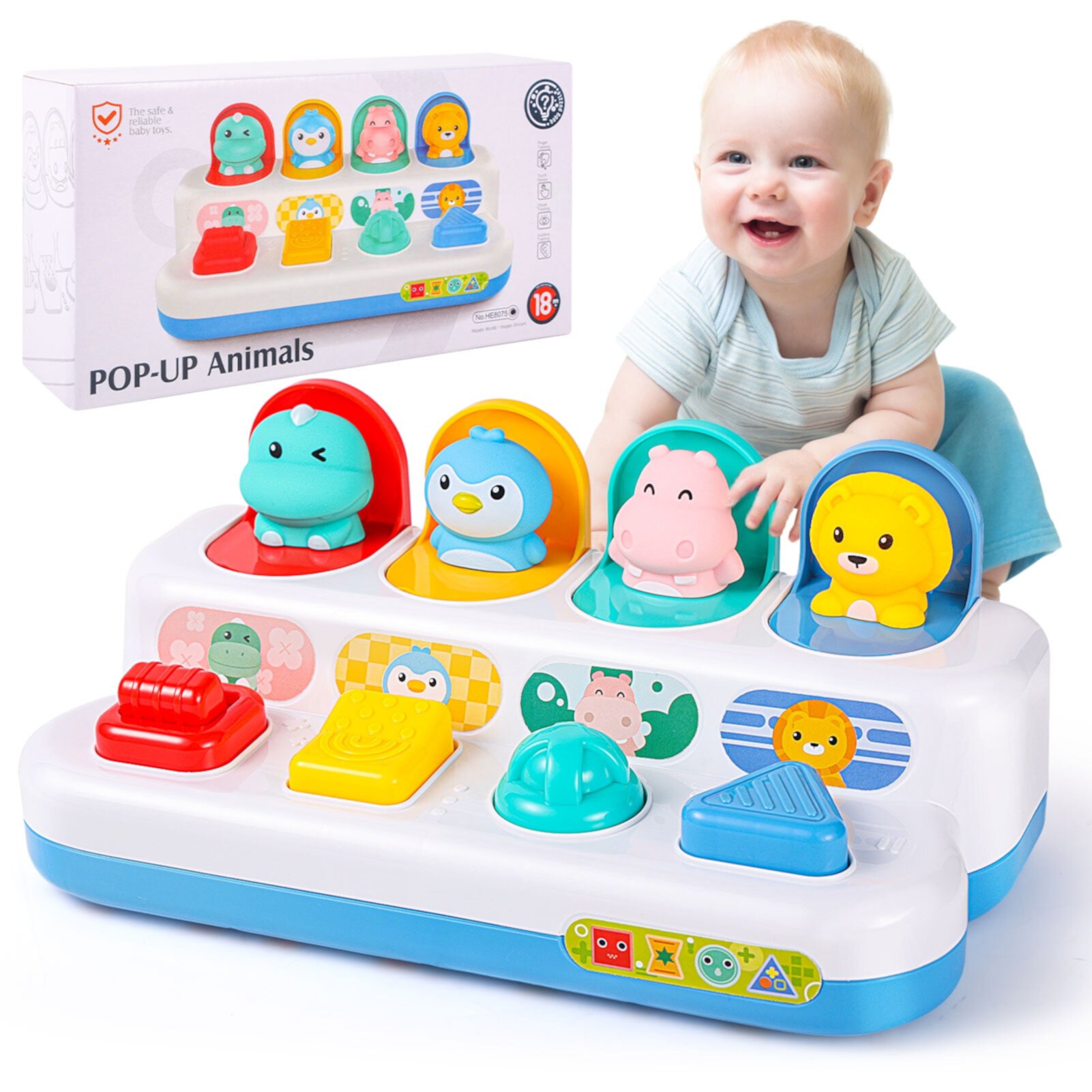 AOKESI Pop-Up Activity Toy for Babies, Interactive Pop Up Vehicles Toy Early Developmental Cause and Effect Toys for Sorting Colors & Vehicles, Montessori Toys for  9-18 Months Boys Girls AOKESI