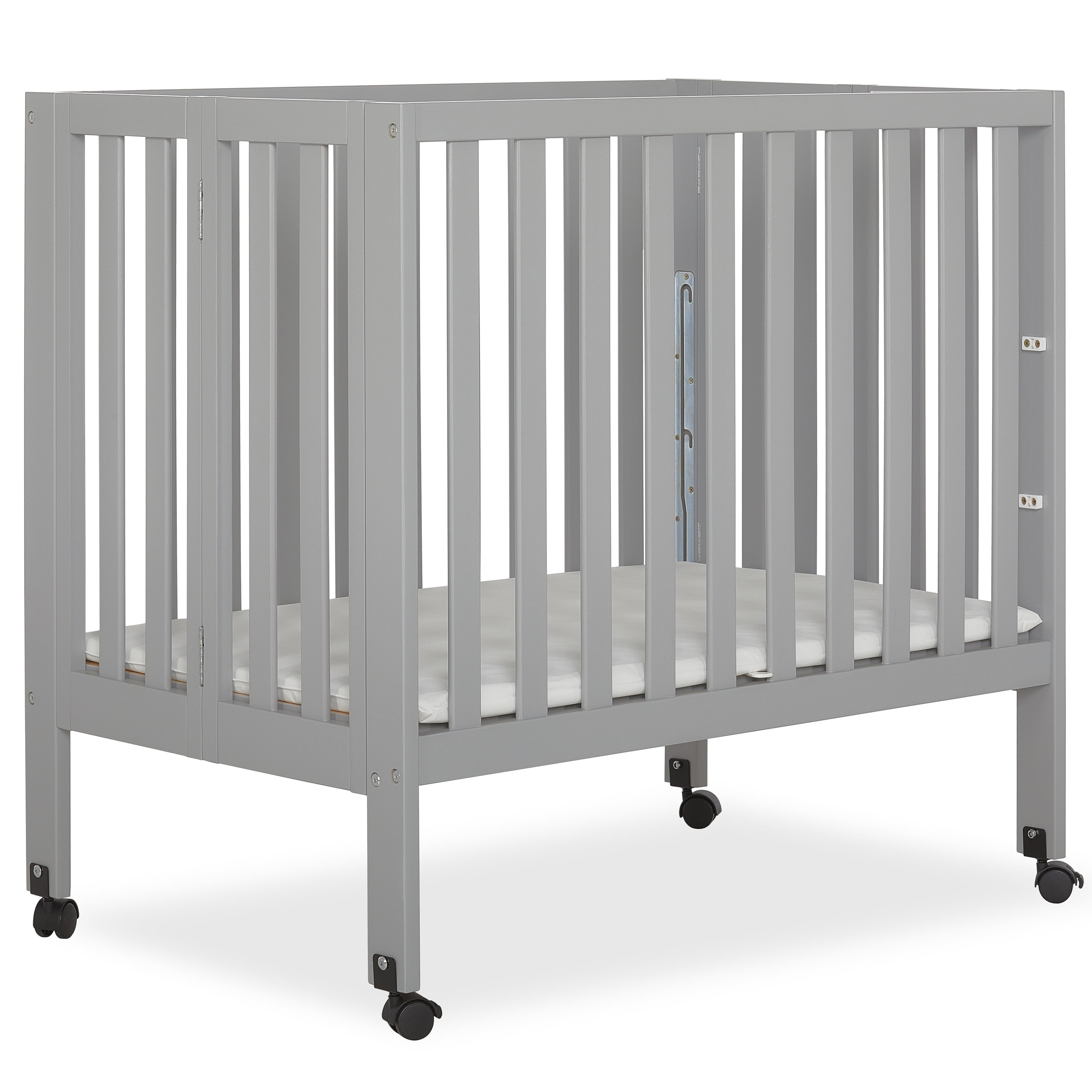 Dream On Me Jett Non-Full Size Folding Crib in Pebble Grey, Patented Folding System Dream On Me