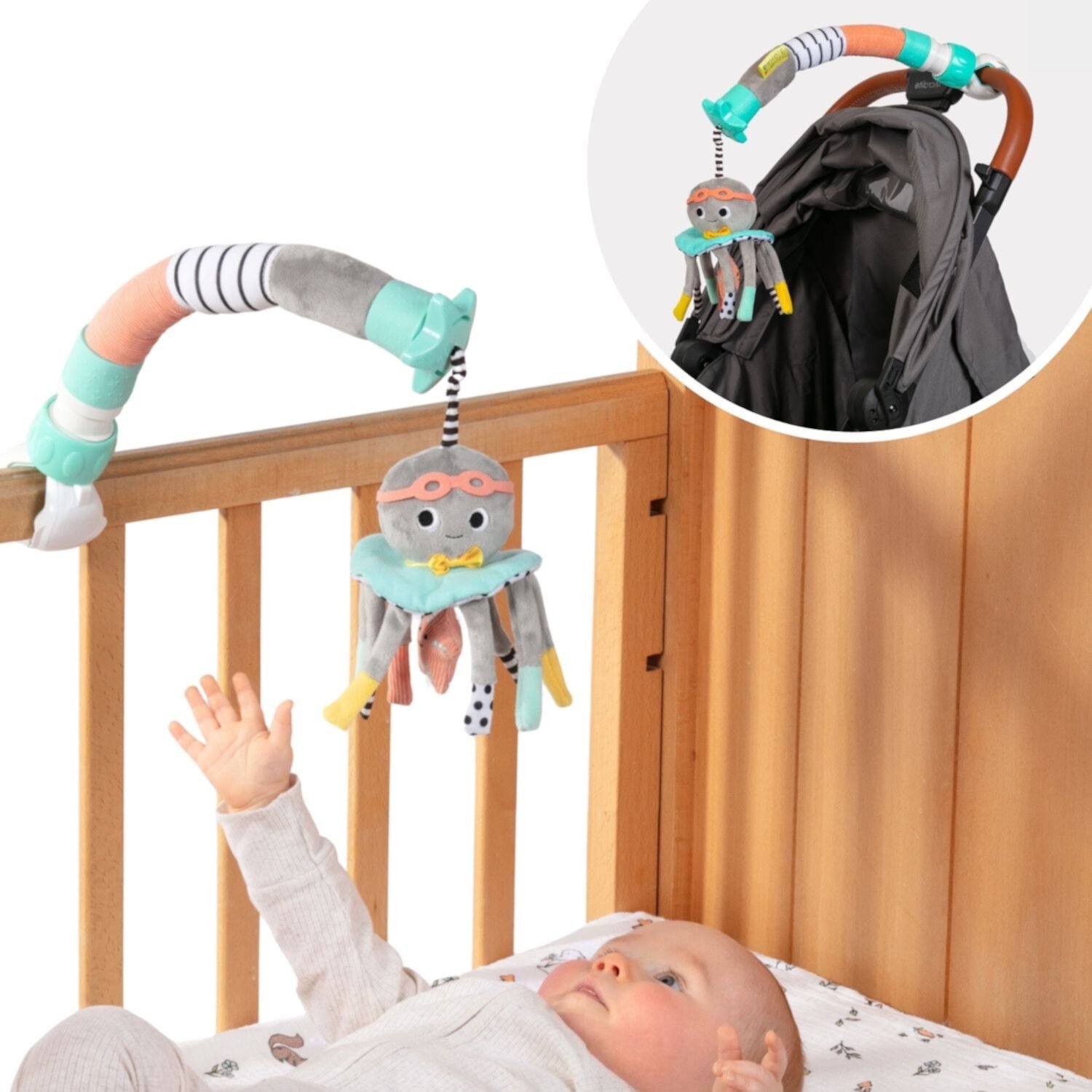 DINGLE DANGLE - Baby Gift Set - 3 in 1 Diaper Changing Helper Headband, Baby Mobile, & Sensory Rattle; Newborn Essentials Must Have - Great Baby Registry or Shower Gift - Featured on Shark Tank Dingle Dangle Baby