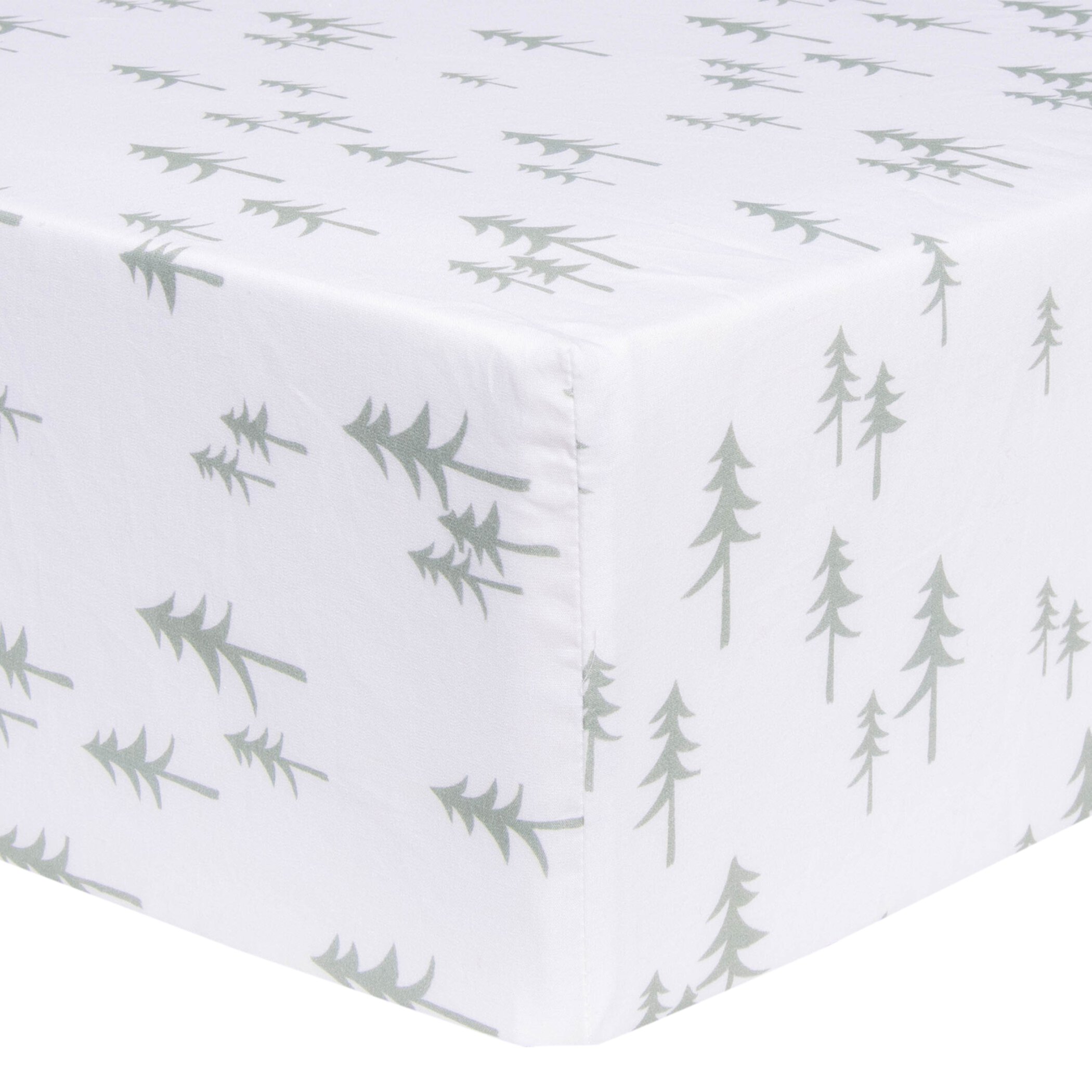 Trend Lab 100% Cotton Pine Trees Fitted Crib Sheet. Green and White Crib Sheet Fits Standard Size Crib Mattress. Trend Lab