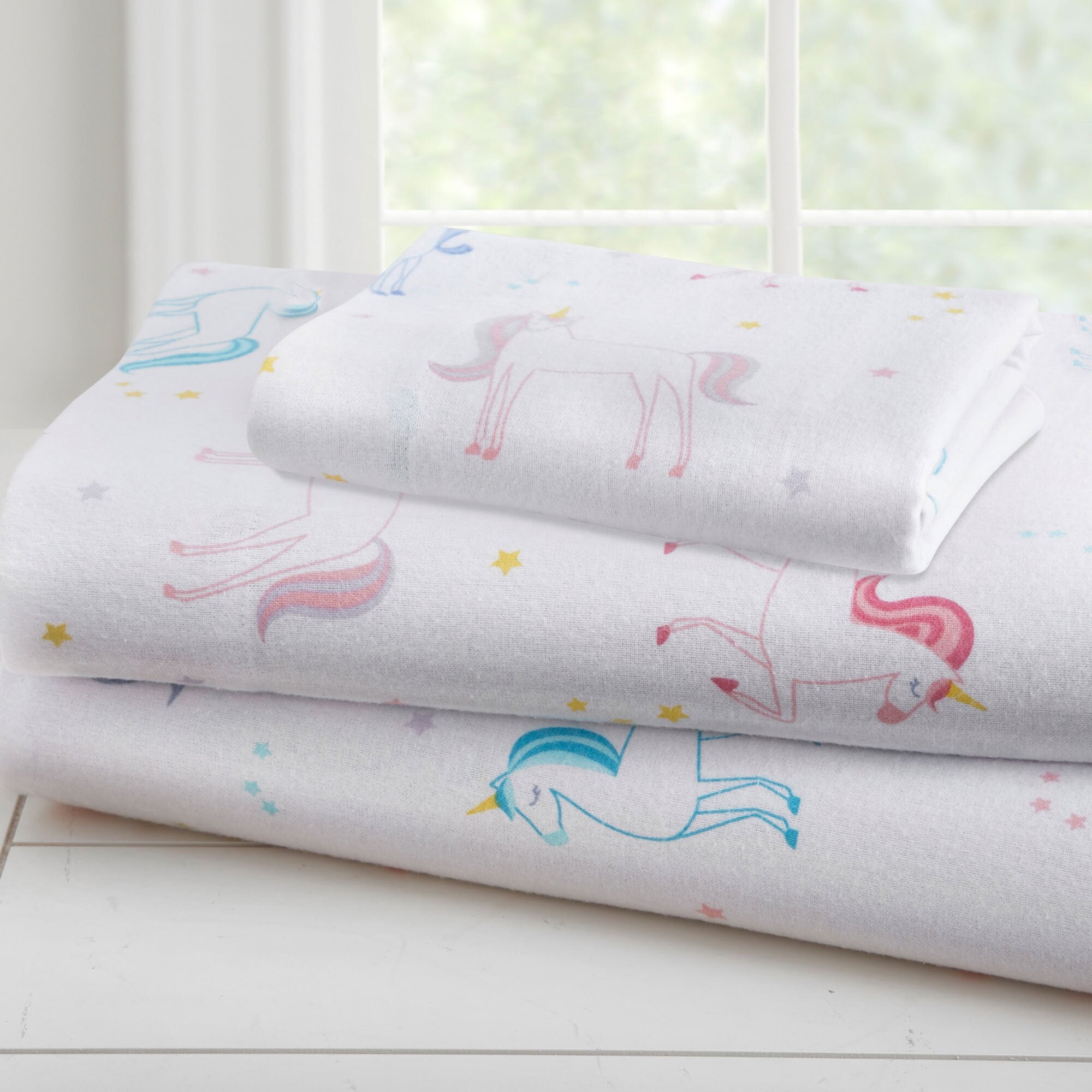 Wildkin Kids 100% Cotton Flannel Sheet Set for Boys and Girls - Toddler (Unicorn Purple) Wildkin