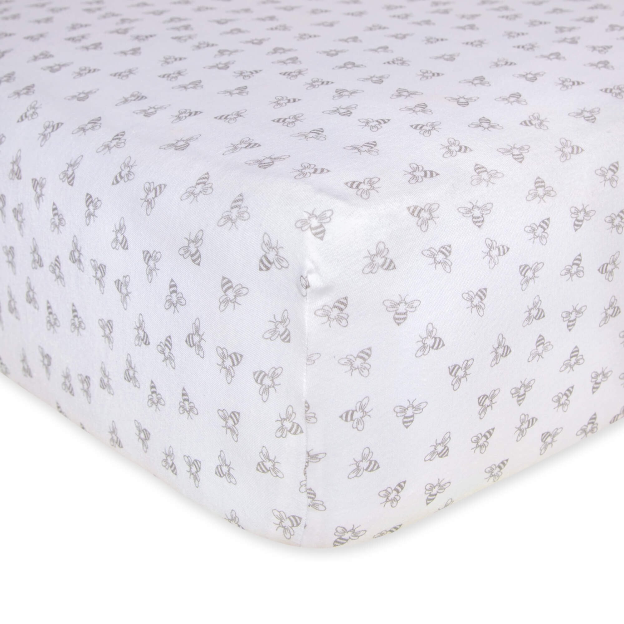 Burt's Bees Baby Honeybee Print Organic Crib Sheet, Blueberry Burt's Bees Baby