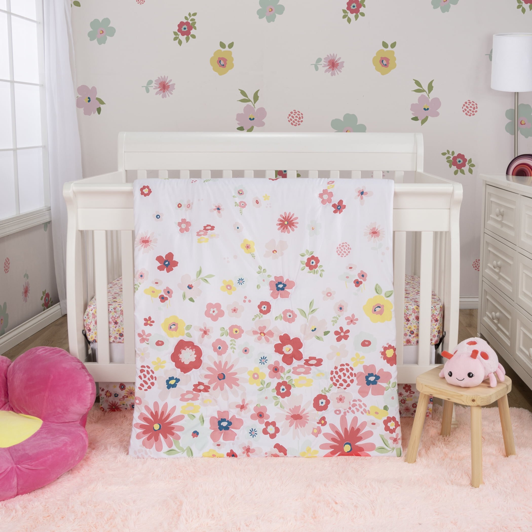 Sammy & Lou Baby Nursery Crib Bedding Set, Floral Sprinkles 4 Piece Sammy & Lou