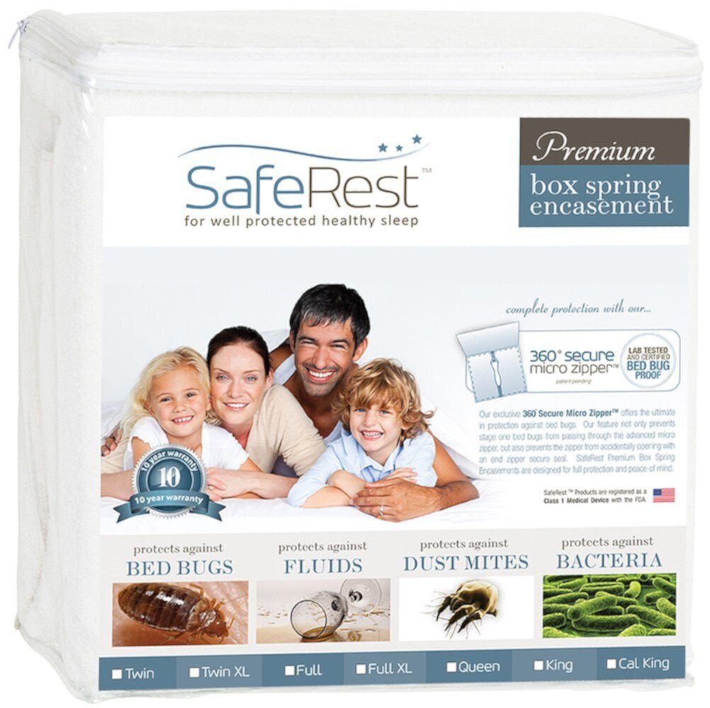 SafeRest Premium Bed Bug Proof Box Spring Encasement, 100% Waterproof Hypoallergenic, Vinyl Free, Full SafeRest