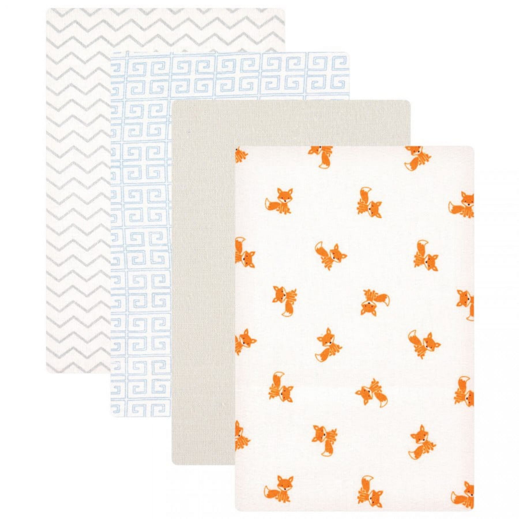 Luvable Friends Baby Boy Cotton Flannel Receiving Blankets, Fox 4-Pack, One Size Luvable Friends