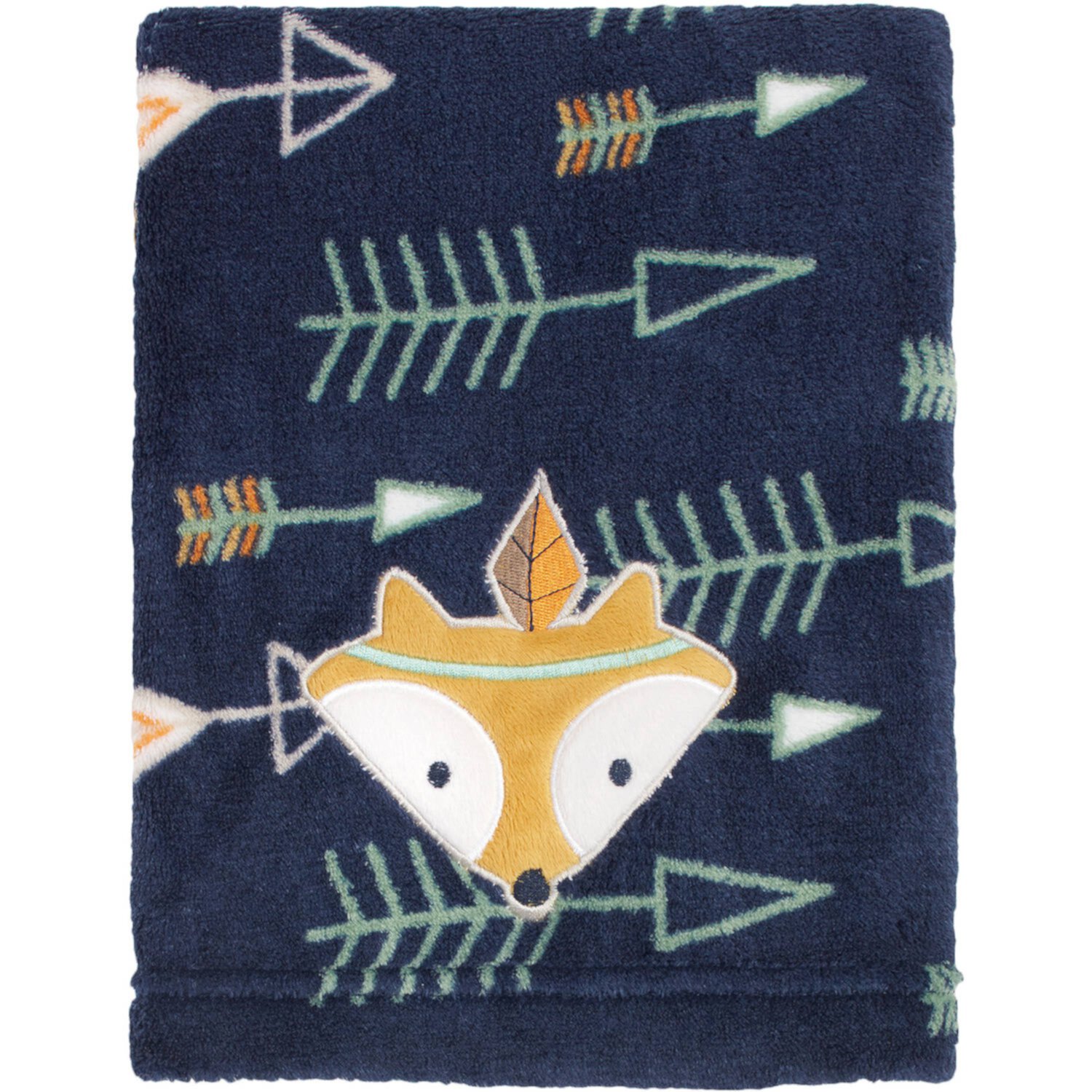 Little Love Aztec Navy Appliqued Blanket, Fox, Infant Boy, Polyester Plush Little Love by NoJo