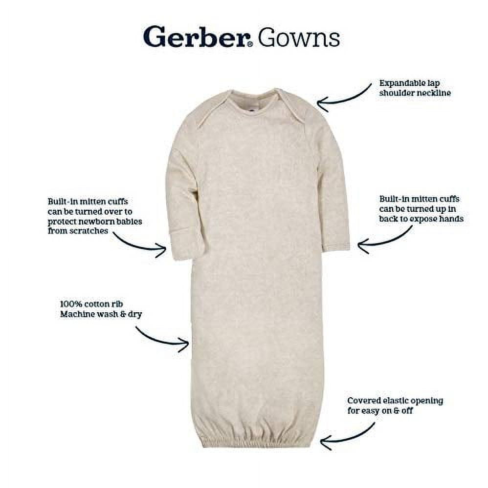 Gerber Baby Boy Long Sleeve Gown, 4 Pack, Size Preemie - 0-6 Months GERBER