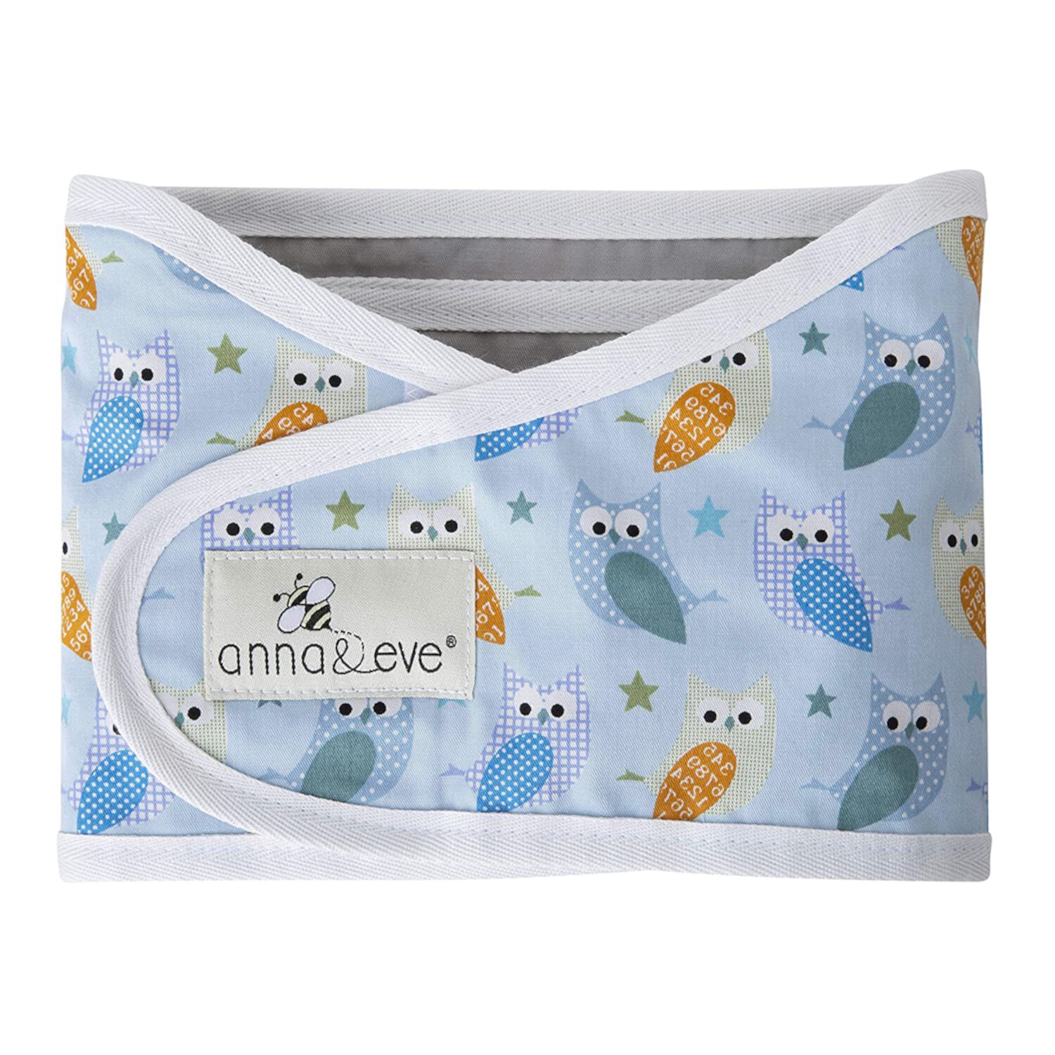 Anna & Eve - Baby Swaddle Strap, Adjustable Arms Only Wrap for Safe Sleeping - Small Size Fits Chest 13.Biz to 17, Owls Blue/Green Anna & Eve