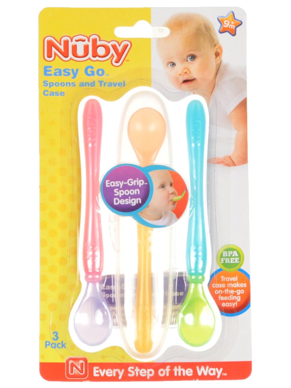 Nuby Easy Go 3-Pack Spoons with Travel Case - pink, one size NUBY