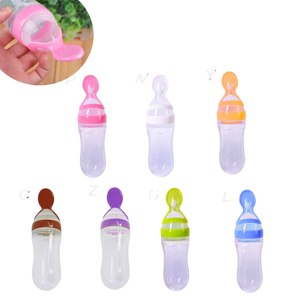 Maxcozy Newborn Infant Baby Squeezing Bottle Silicone Training Rice Spoon Cereal Food Supplement Feeding Safe Tableware Tools Gyratedream