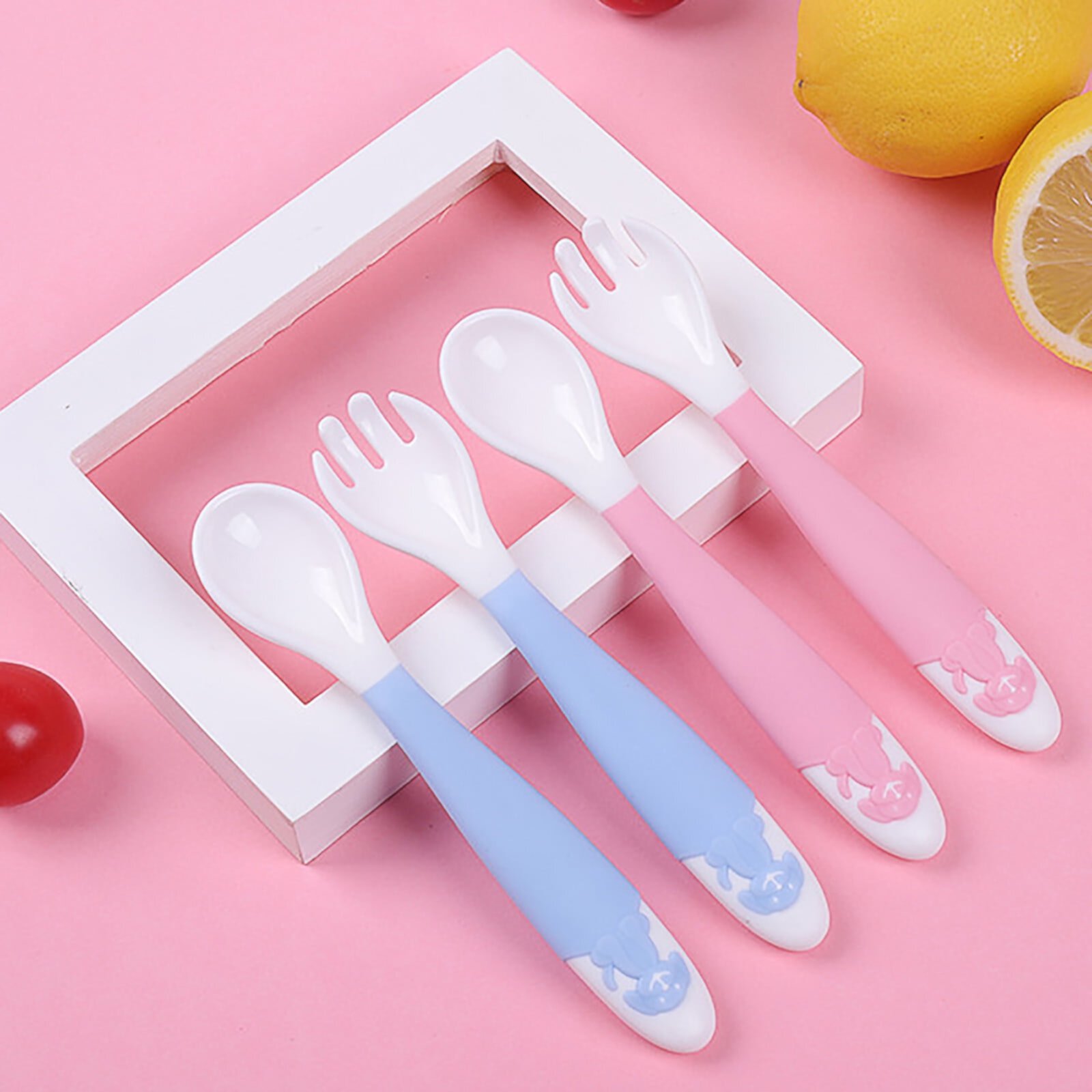 Labakihah Cutlery Easy Grip Heat-Resistant Twistable Self Feeding Learning Spoon Fork Labakihah