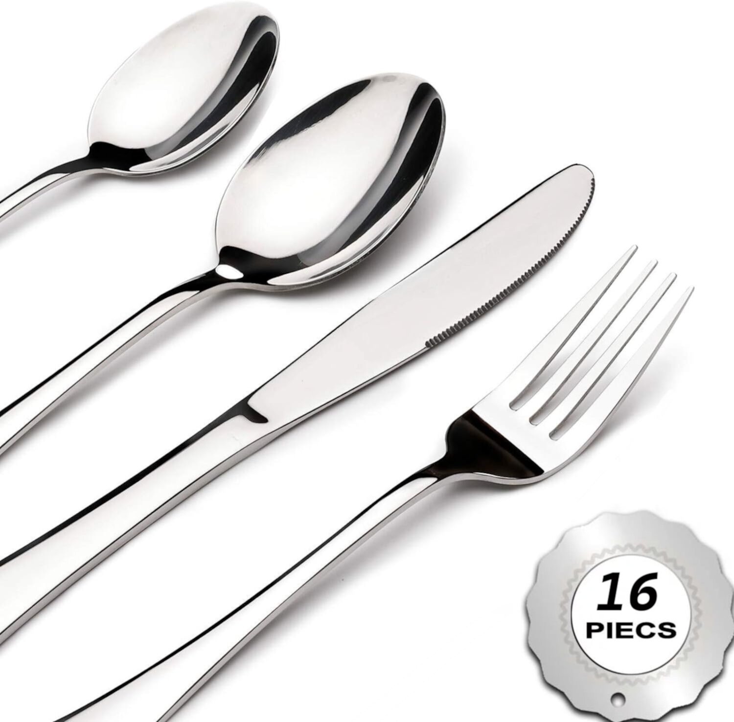 Aursear Flatware Set for 4,Stainless Steel Flatware Set,Mirror Polished Cutlery Utensil Set,Durable Home Kitchen Eating Tableware Set,Fork Knife Spoon Set,Dishwasher Safe-Silver Aursear