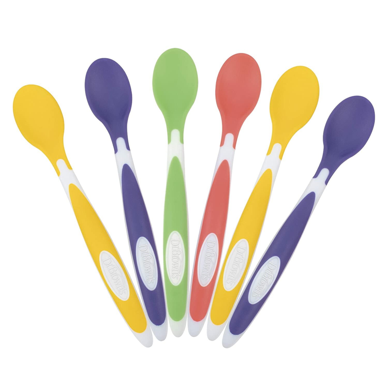 Dr. Brown's Soft-Tip Toddler Spoons with Long Handle for Baby-Led Weaning, BPA Free - 6pk Dr. Brown's