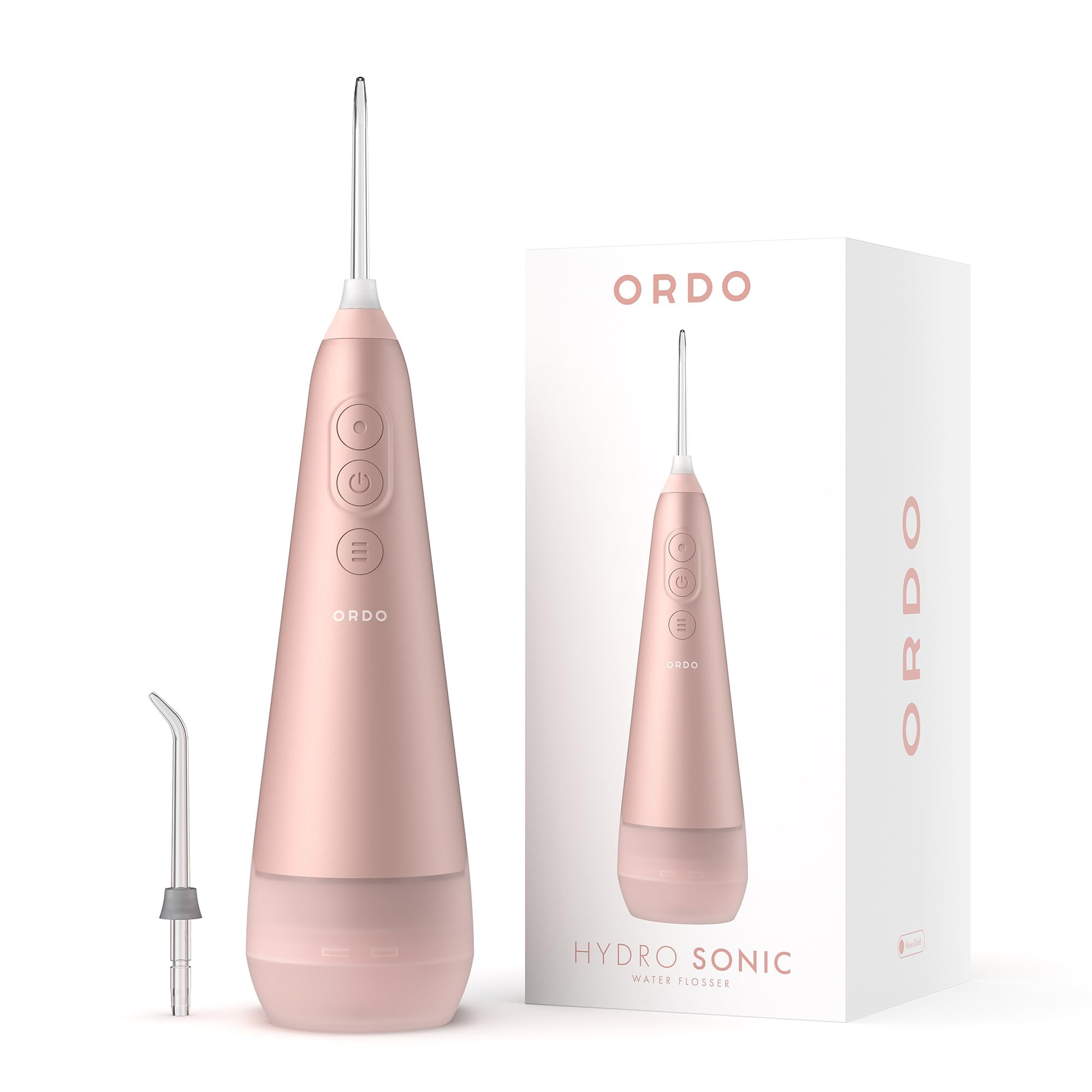 Ordo Water Flosser | Cordless with 3 Pressure Settings | Portable, Rechargeable, IPX7 Waterproof | Dental Professional Recommended | White Ordo