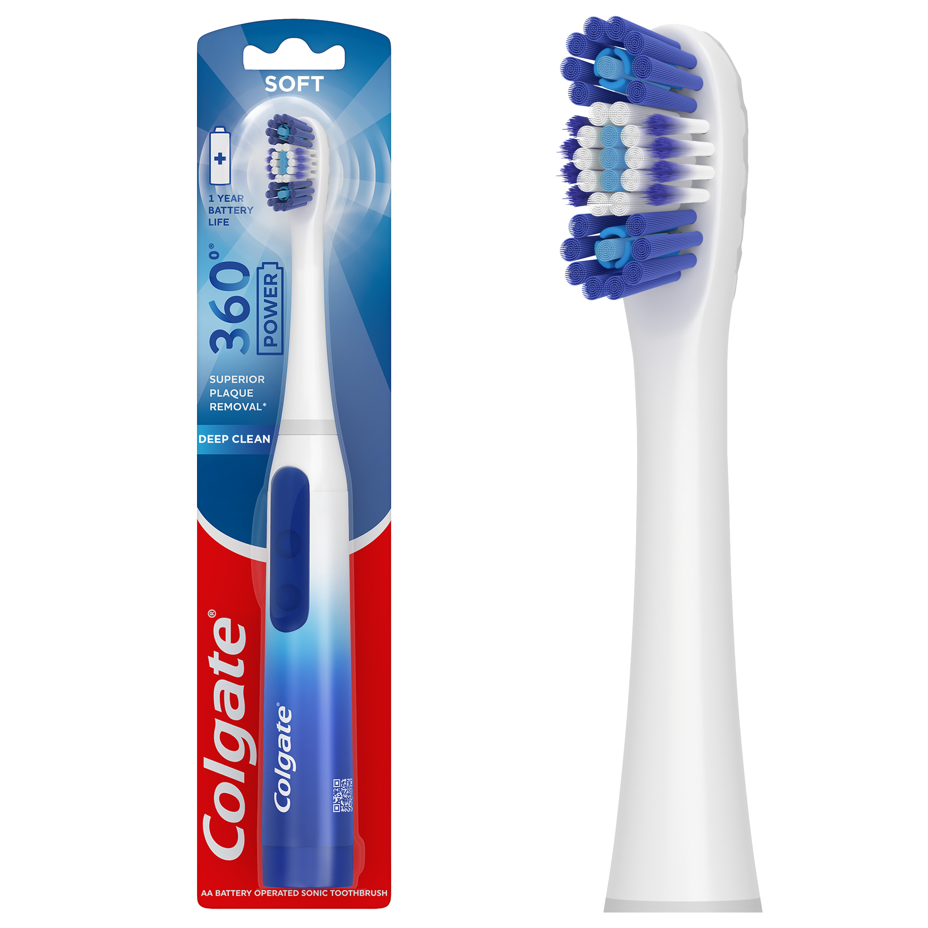 Colgate 360 Power Deep Clean Battery Operated Sonic Toothbrush, 1 AA Battery Included, Adult Colgate