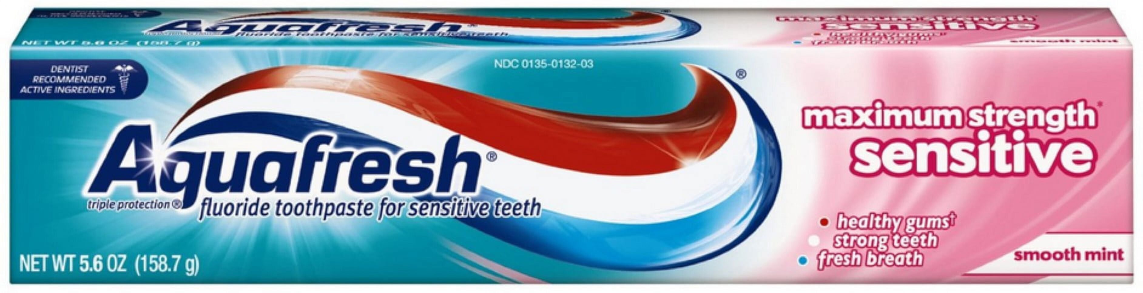 Aquafresh Maximum Strength Sensitive + Gentle Whitening Toothpaste, Smooth Mint 5.6 oz Aquafresh