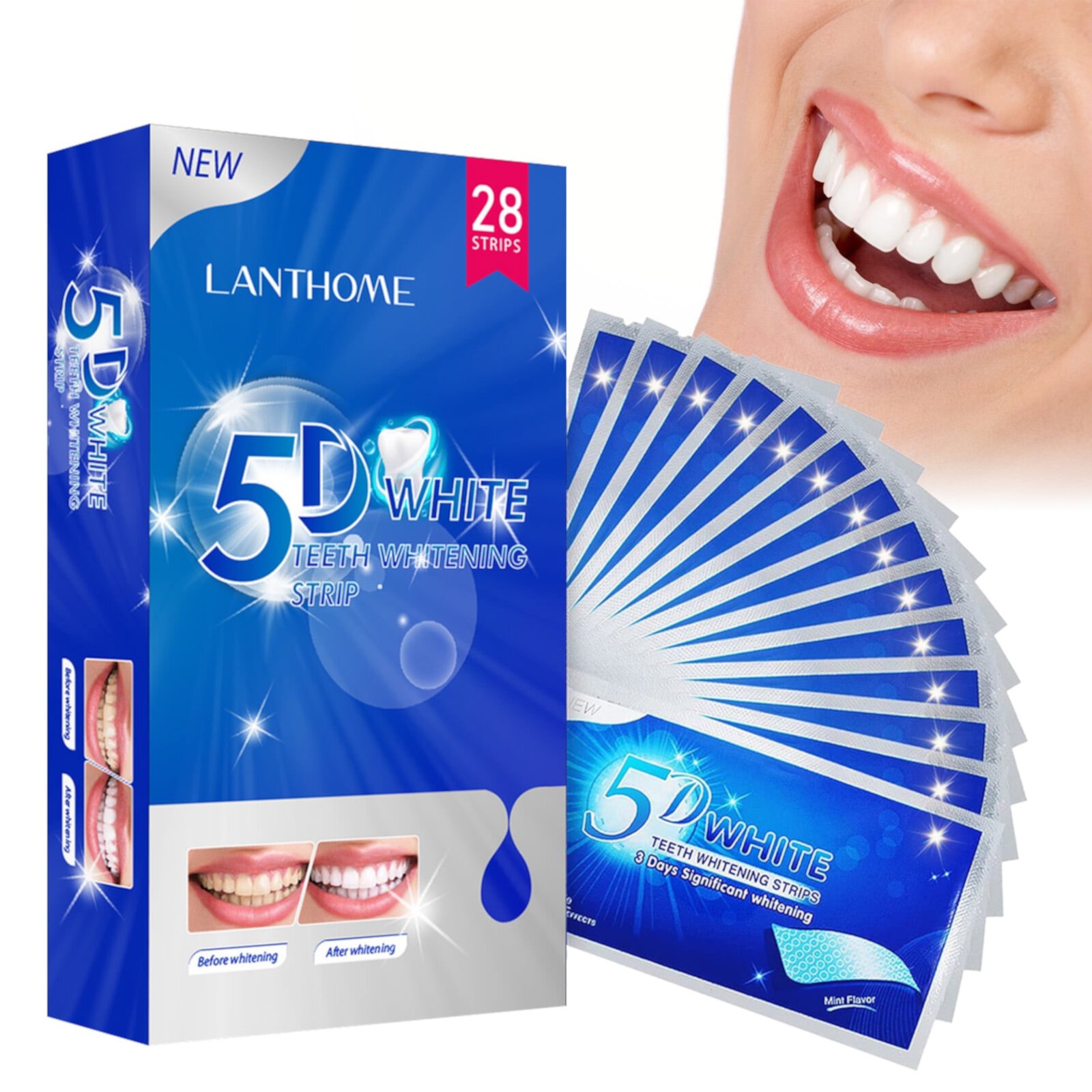 Teeth Whitening Strips for Teeth Sensitive, 28 Whitening Strips Effective Teeth Whiting Strips Reduced Sensitivity White-Strips, Helps Remove Smoking/Coffee/Soda/Wine Stain Shaboo Prints