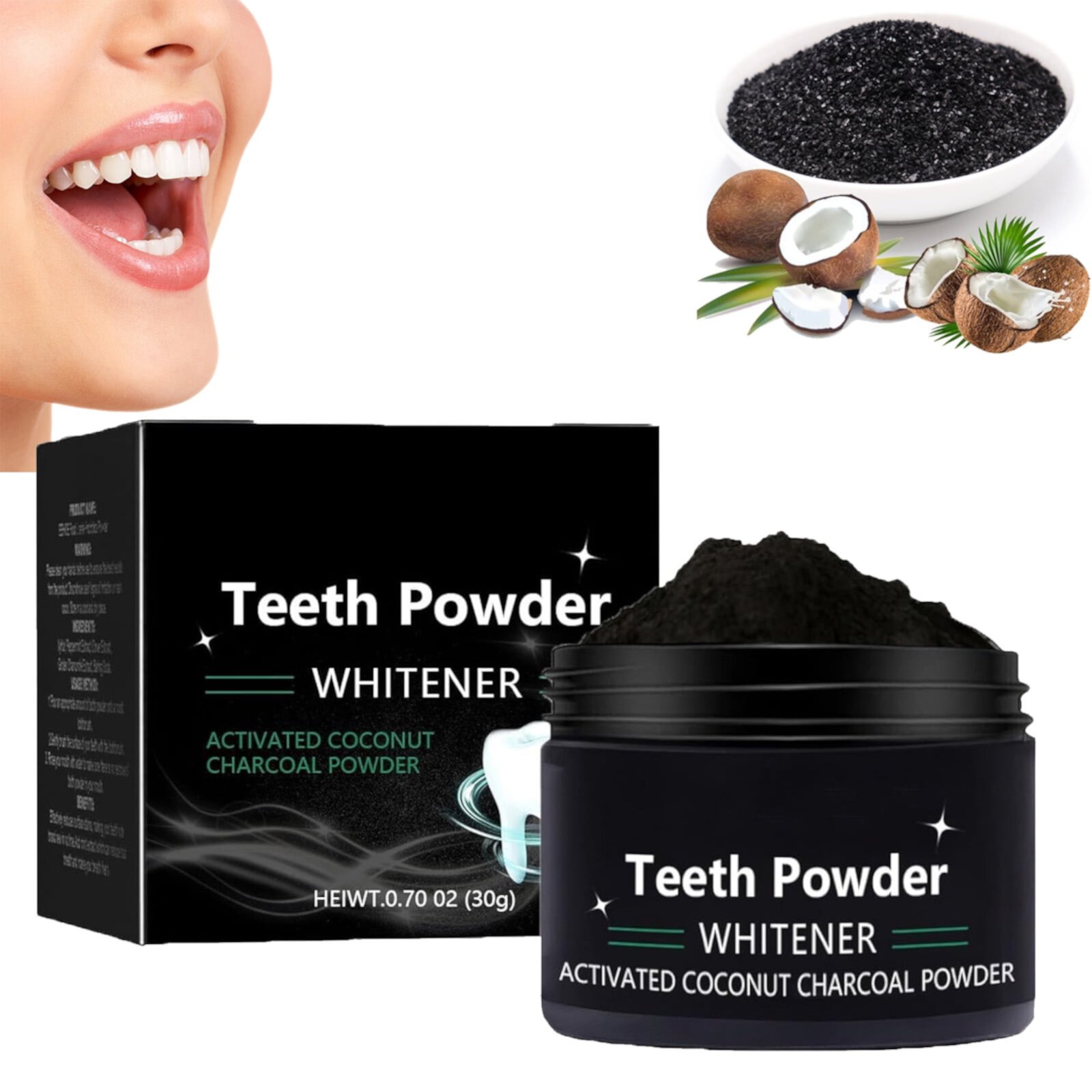 Cleopatra’s Natural Teeth Whitening Powder, Activated Coconut Charcoal Powder Teeth Whitening, Tooth Cleaning Powder Keepwin