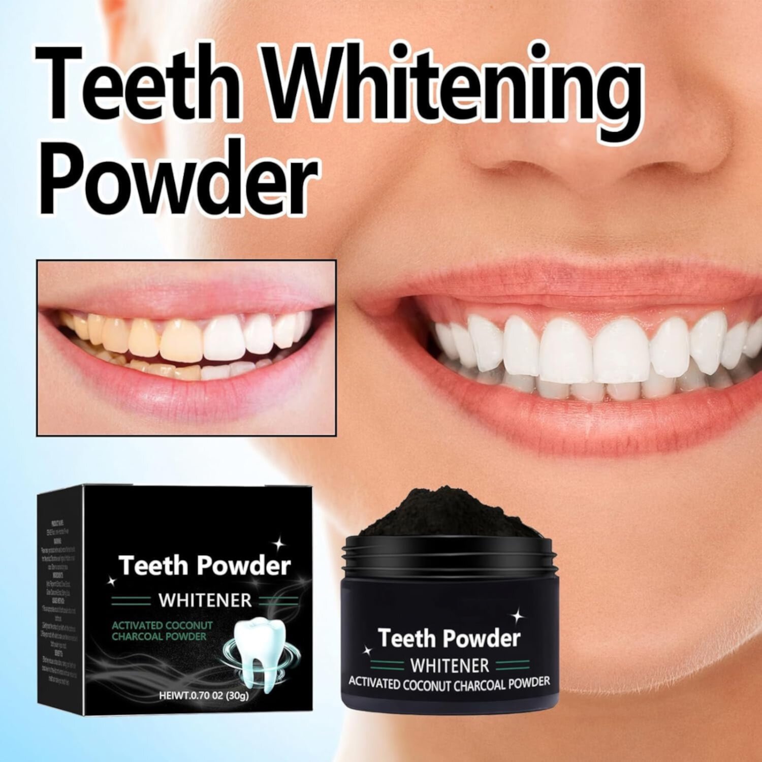 Cleopatra’s Natural Teeth Whitening Powder, Activated Coconut Charcoal Powder Teeth Whitening, Tooth Cleaning Powder Keepwin