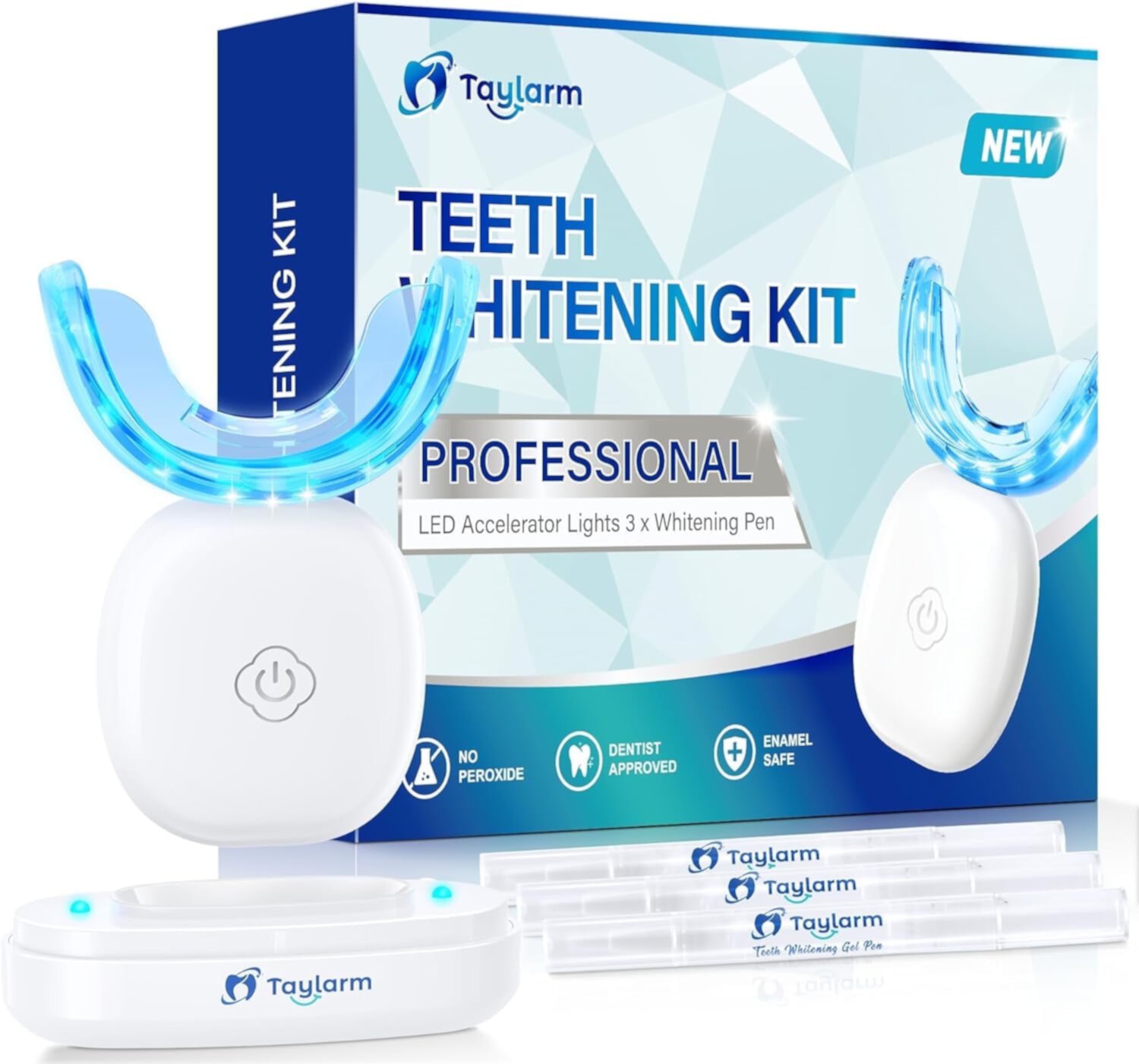 Teeth Whitening Kit: 32X LED Light with Gel Pen - Non-Sensitive Tooth Whitener Professional Oral Care Tools for Effectively Removes Stains Light on automatic