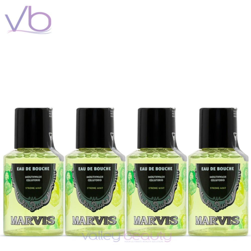 Marvis Eau de Bouche Enjuague Bucal Fuerte Menta Enjuague Bucal Italiano Refrescante Concentrado, 30ml (Pack de 9) Marvis