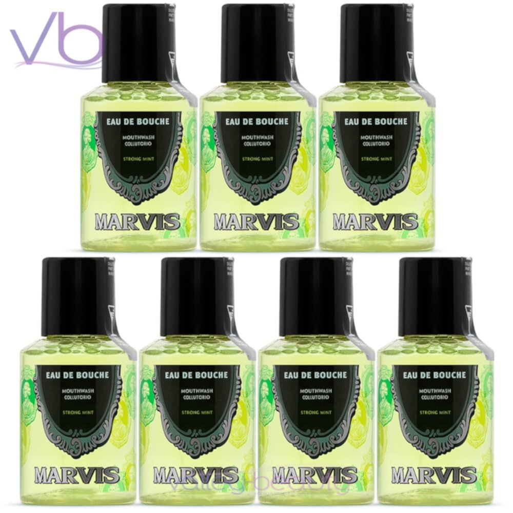 Marvis Eau de Bouche Enjuague Bucal Fuerte Menta Enjuague Bucal Italiano Refrescante Concentrado, 30ml (Pack de 9) Marvis