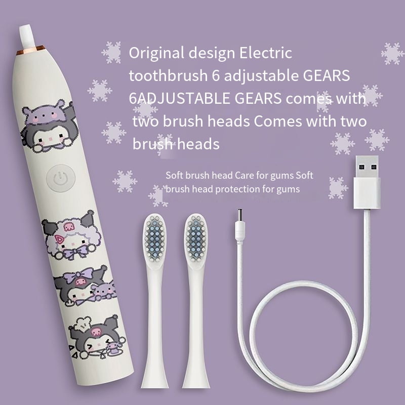 Sanrioe Kuromi Cartoon Electric Toothbrush Student Ultrasound Deep Cleaning To Odor Kawaii Multi Gear Electric Toothbrush ZXNP