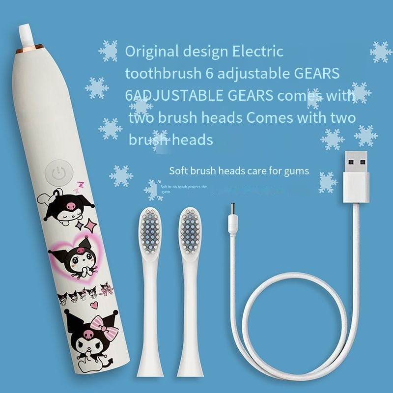 Sanrioe Kuromi Cartoon Electric Toothbrush Student Ultrasound Deep Cleaning To Odor Kawaii Multi Gear Electric Toothbrush ZXNP