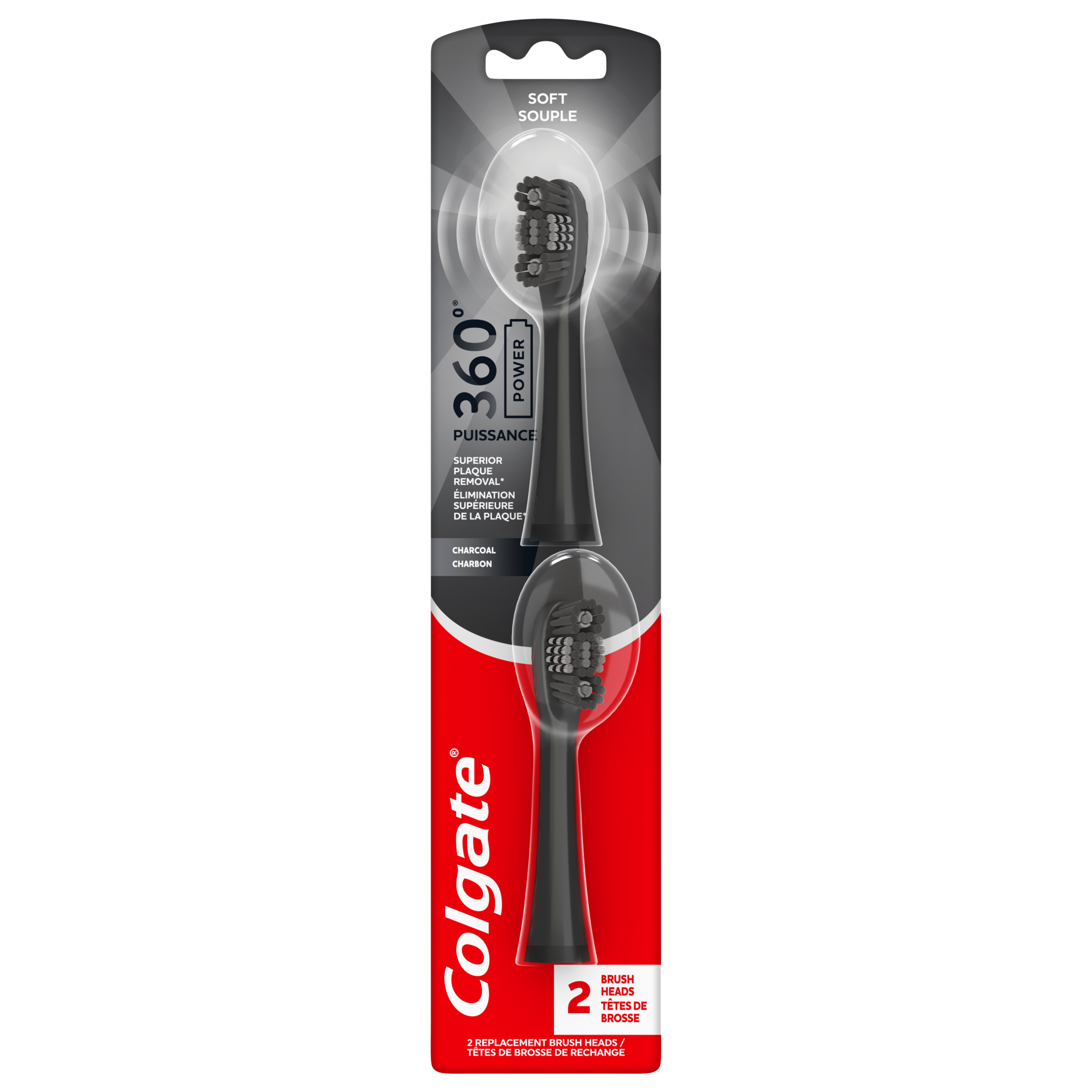 Colgate Power Toothbrush Charcoal Refill 2 Count, Adult Colgate