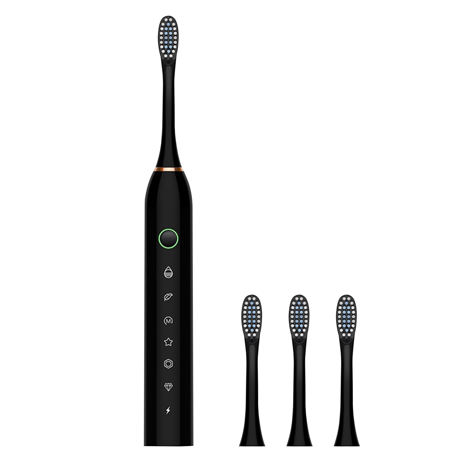 IPX7 Adults Electric Toothbrush for Bath or Shower, Deeply Clean Teeth, 6 Modes, with 4 Heads, Black Bfogop