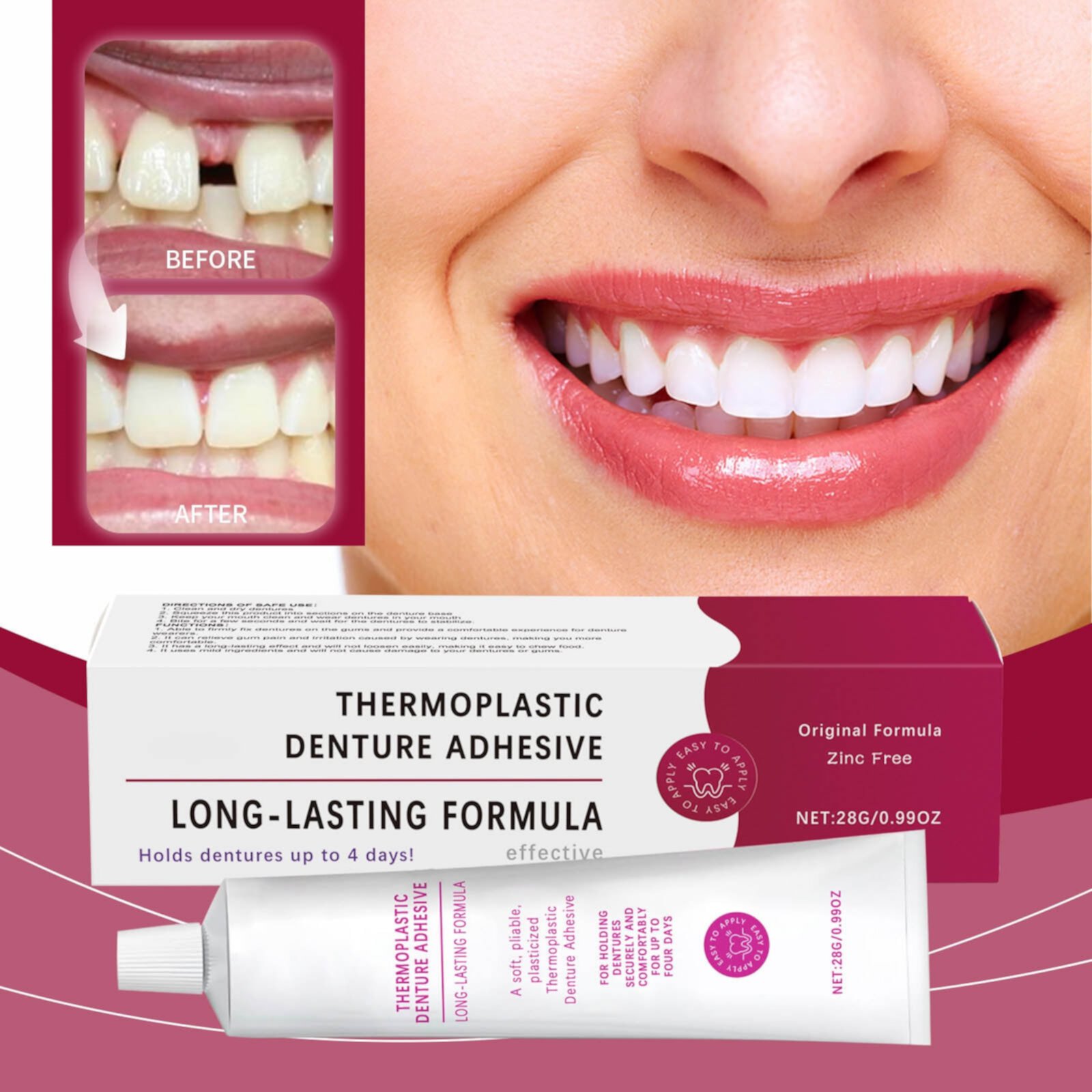 Siquannn Temporary Filling for Tooth Temporary Dentures for Eating Loose Teeth Teeth False Teeth Strengthening Dentures Upper Teeth Denture Teeth Lot Snap on Braces Teeth Braces for Kids Temp Tooth Siquannn