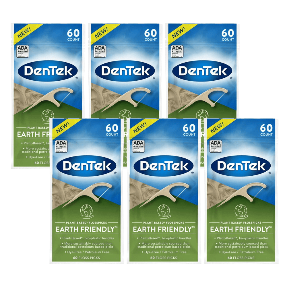 DenTek Earth Friendly Floss Picks, Plant-Based Floss Picks, Floss Picks 60 ea DenTek