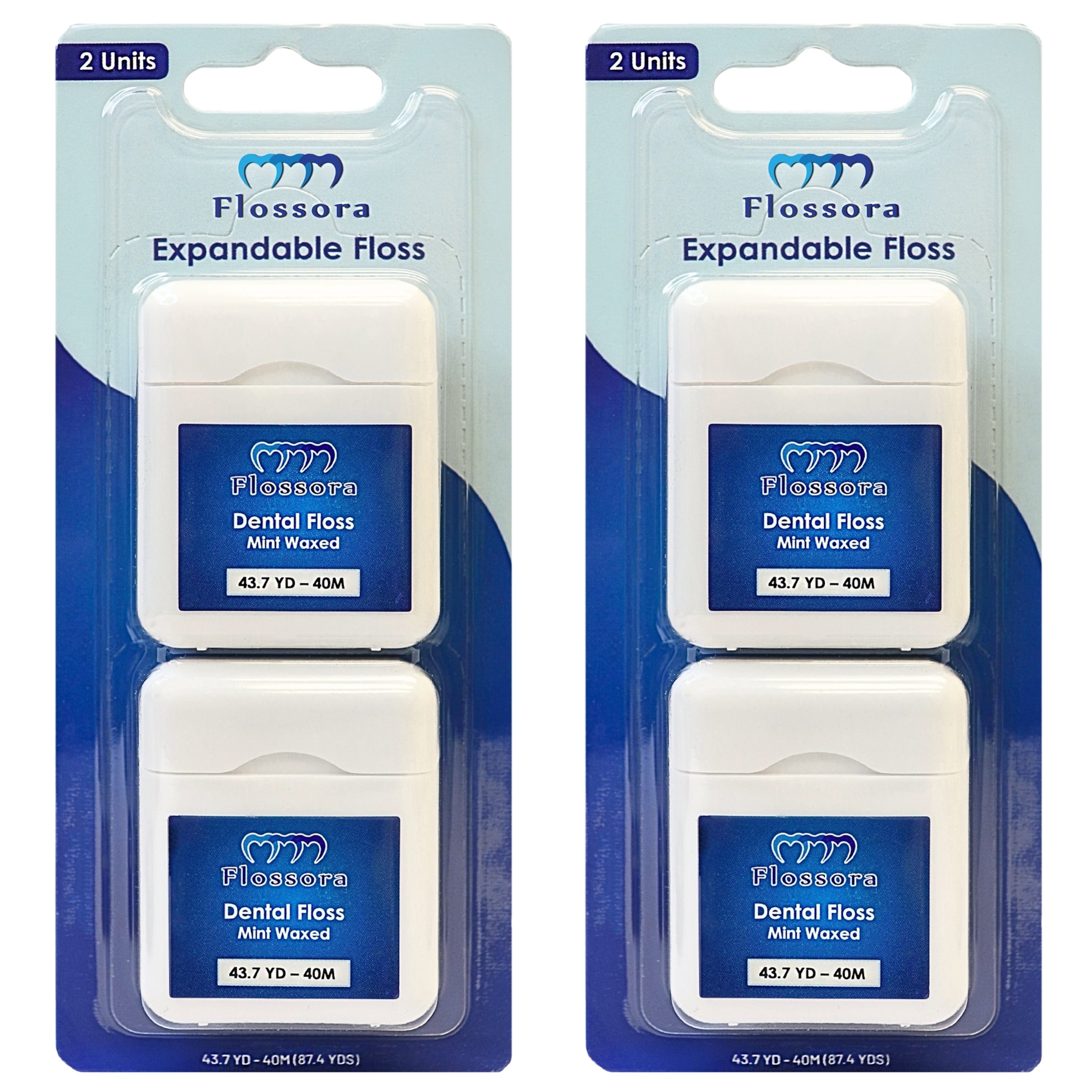 Flossora Expanding Dental Floss 4 Pack, 87.4 YDS per pack, Nylon Mint Wax Flossora