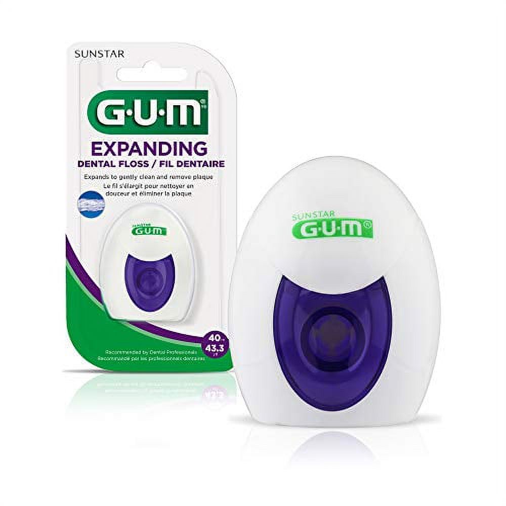 GUM Deep Clean Expanding Dental Floss - Waxed Woven Floss - Effective Plaque Removal for Tight Teeth - Unflavored GUM